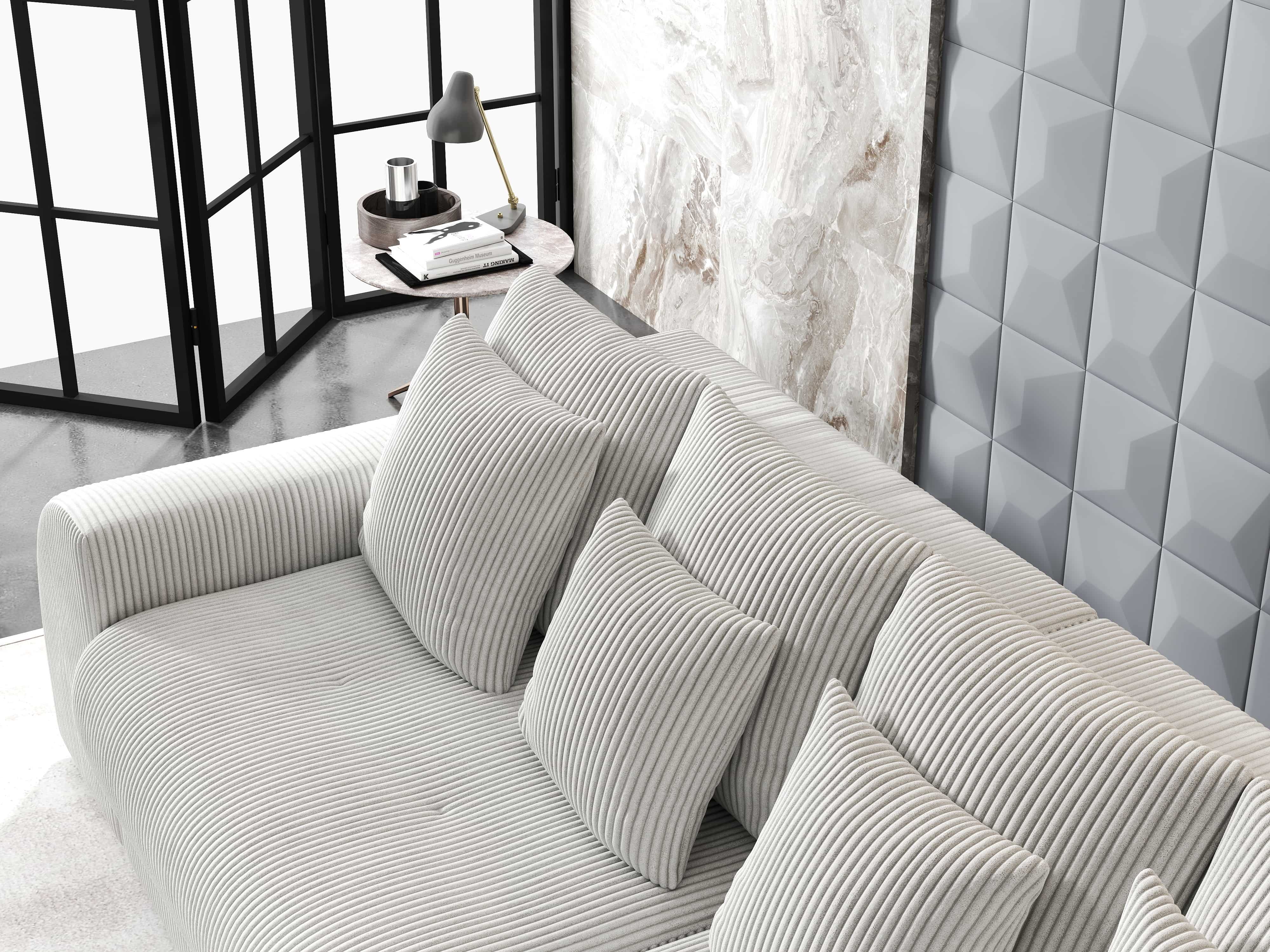 Colțar extensibil dumonde cu ladă de depozitare si sezut confortabil din spuma HR, Verona Zoom Crem II 290x185 cm Fabrica