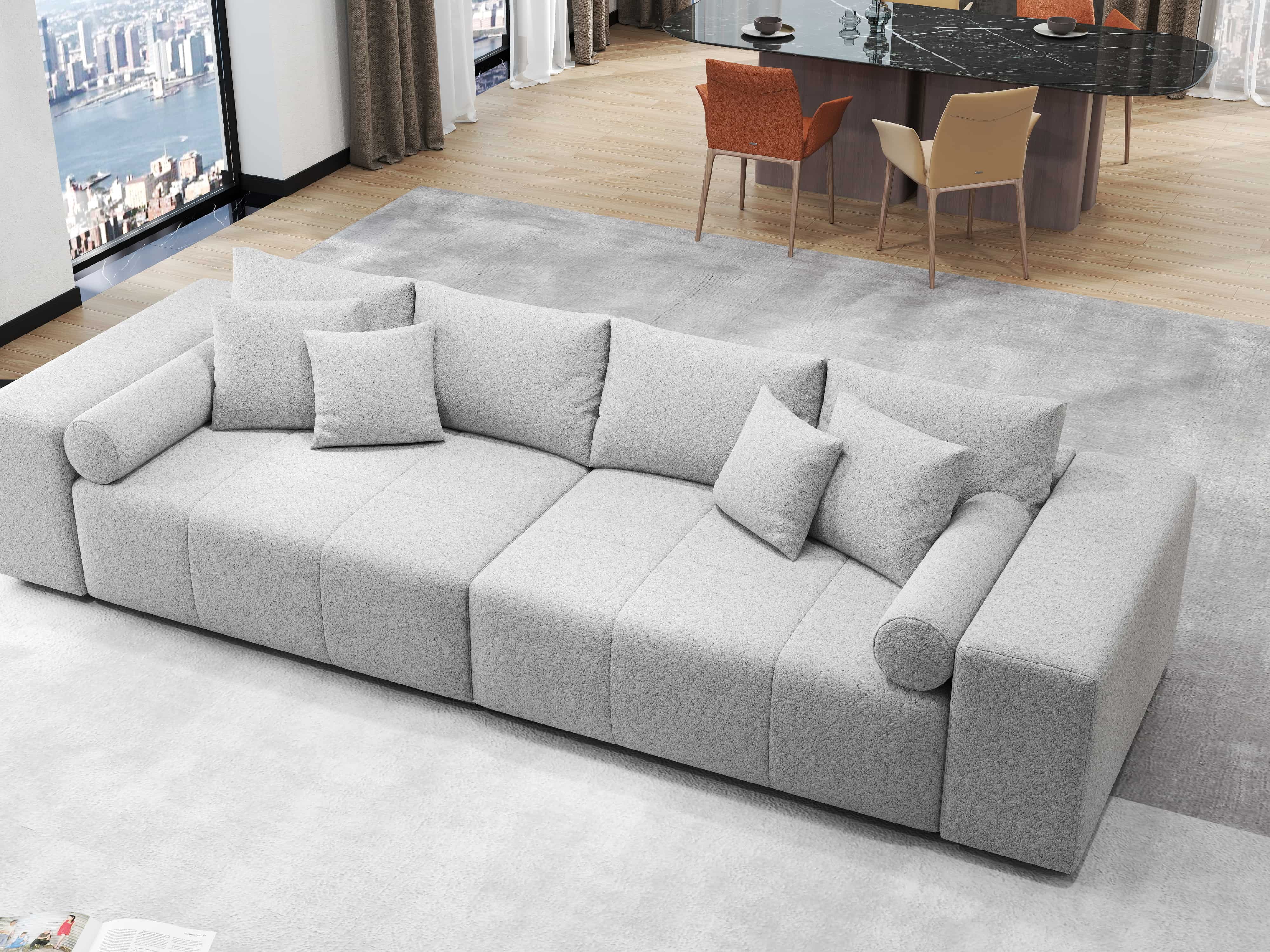 Canapea extensibilă dumonde cu ladă de depozitare si sezut confortabil din spuma HR, Marbela Enjoy Grey XXL 295x100 cm fabrica