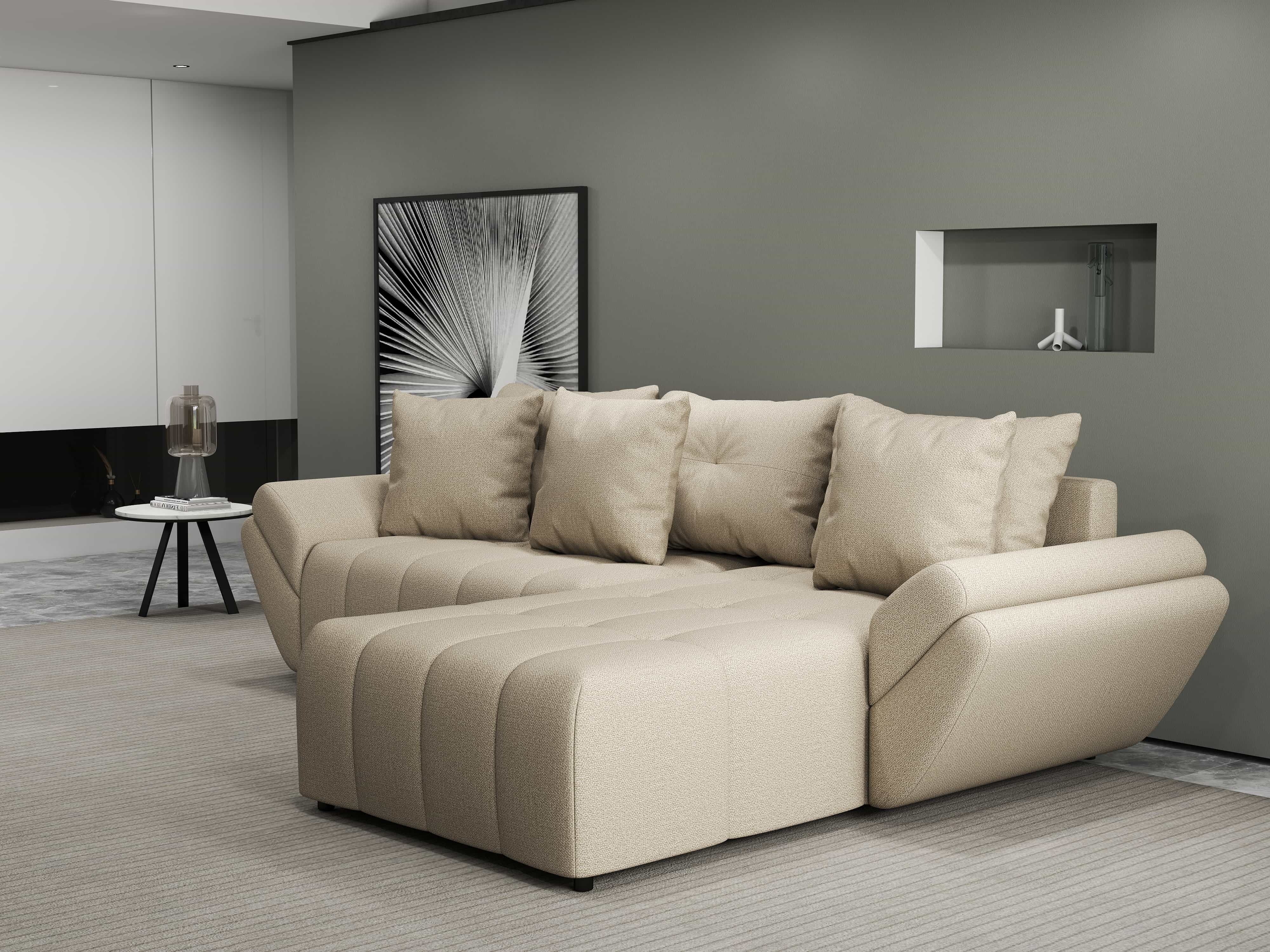 Colțar extensibil dumonde cu ladă de depozitare si sezut confortabil din spuma HR, Berlin Enjoy Camel 280x185 cm II Fabrica