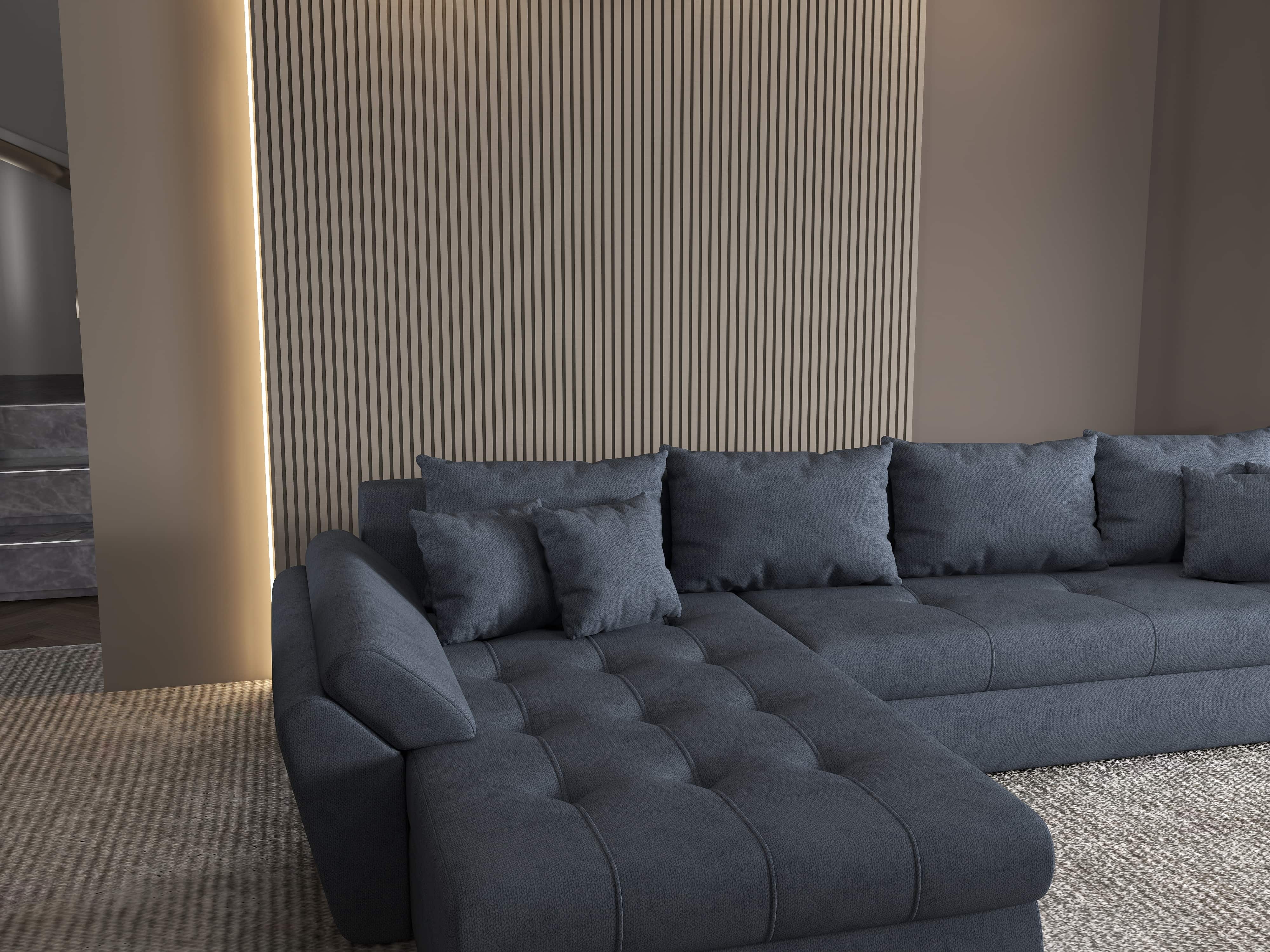 Colțar extensibil dumonde cu ladă de depozitare si sezut confortabil din spuma HR, Loana XL Enjoy Antracit 335x185 cm Fabrica