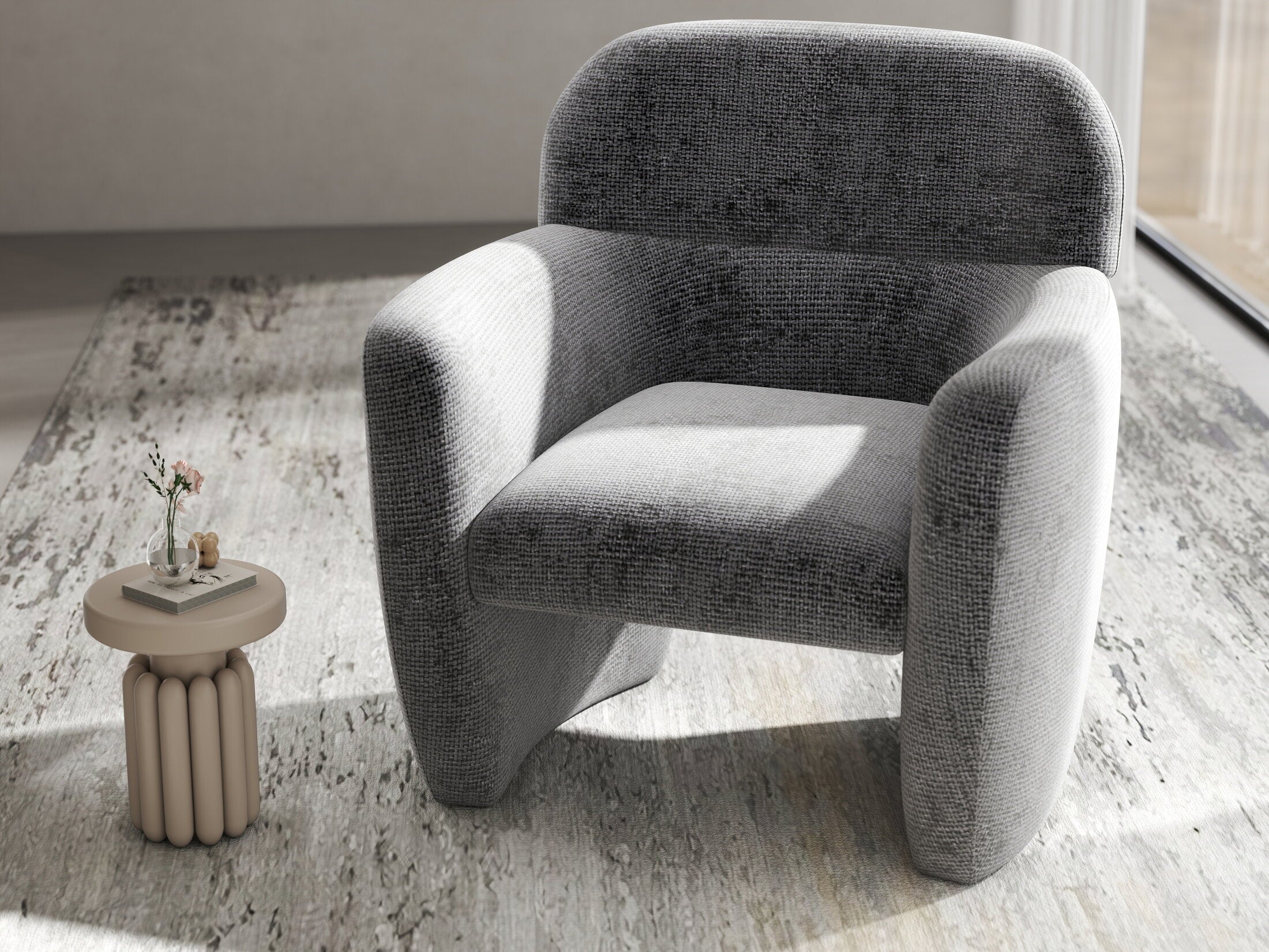 Fotoliu dumonde tapitat Gri modern Mirello 75x70cm