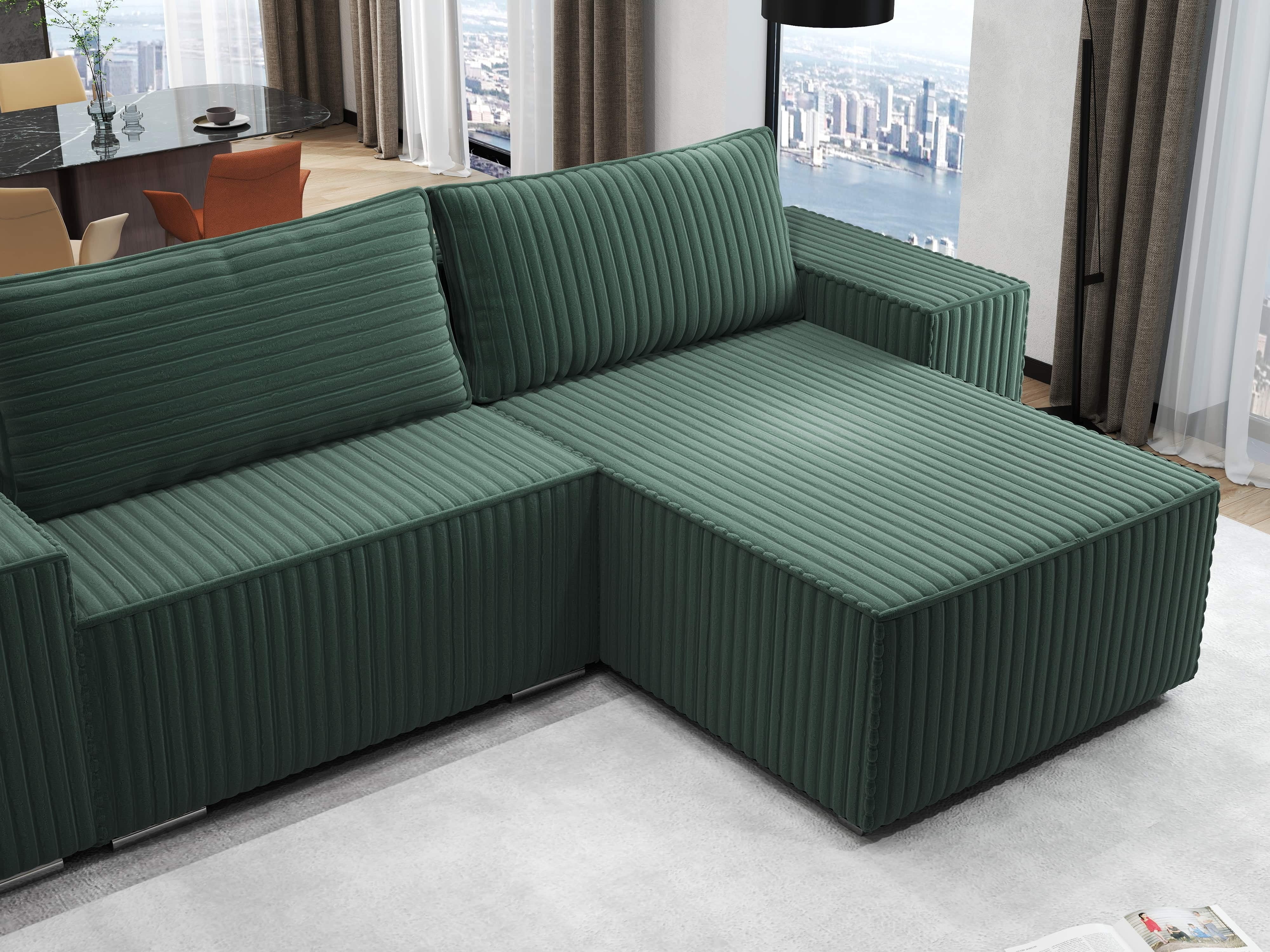 Colțar extensibil dumonde cu ladă de depozitare si sezut confortabil din spuma HR, Dream Ambience Verde 290x185 cm II Fabrica
