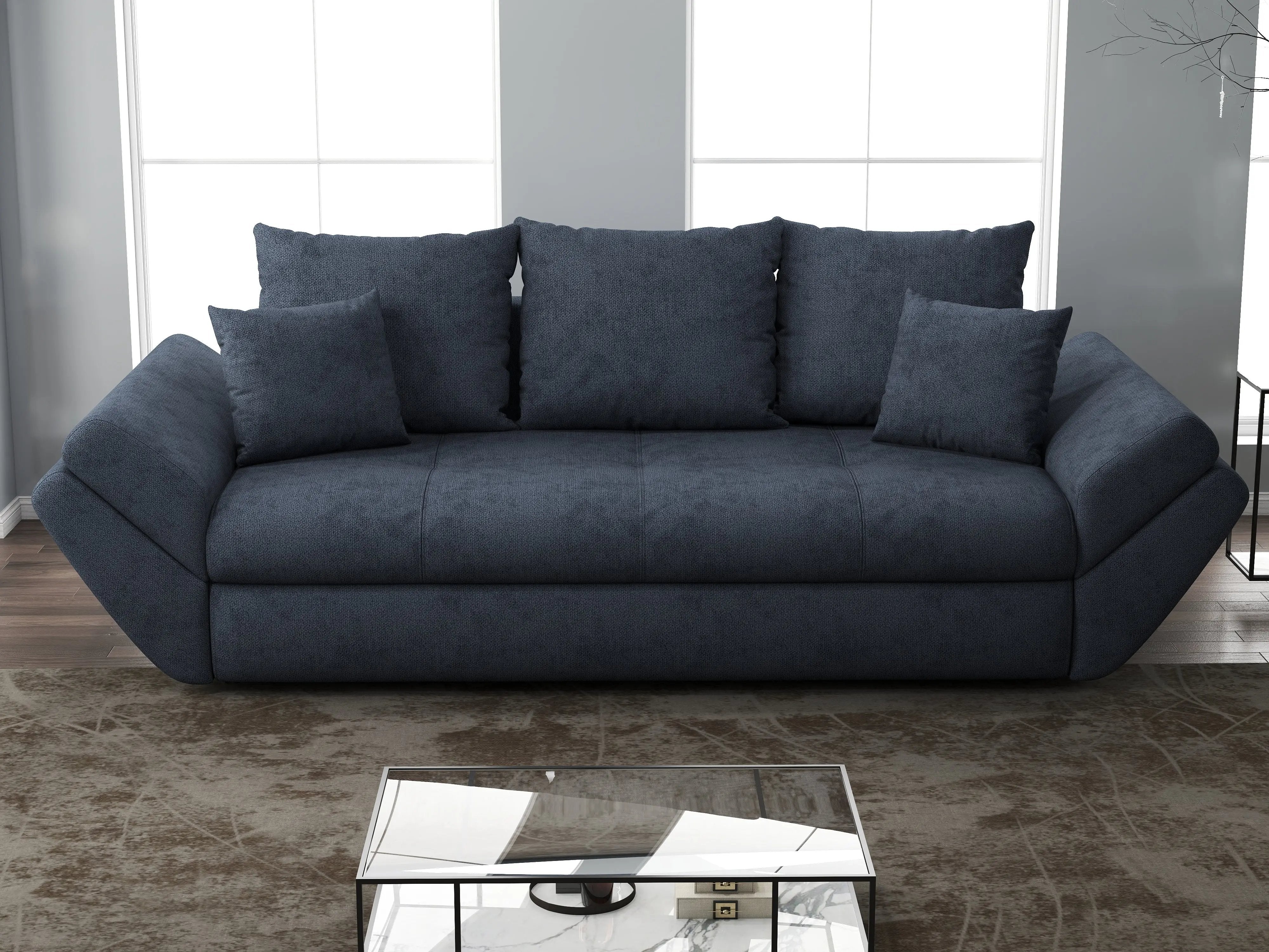 Canapea extensibilă dumonde cu ladă de depozitare si sezut confortabil din spuma HR, Loana Enjoy Antracit 250x100 cm Fabrica