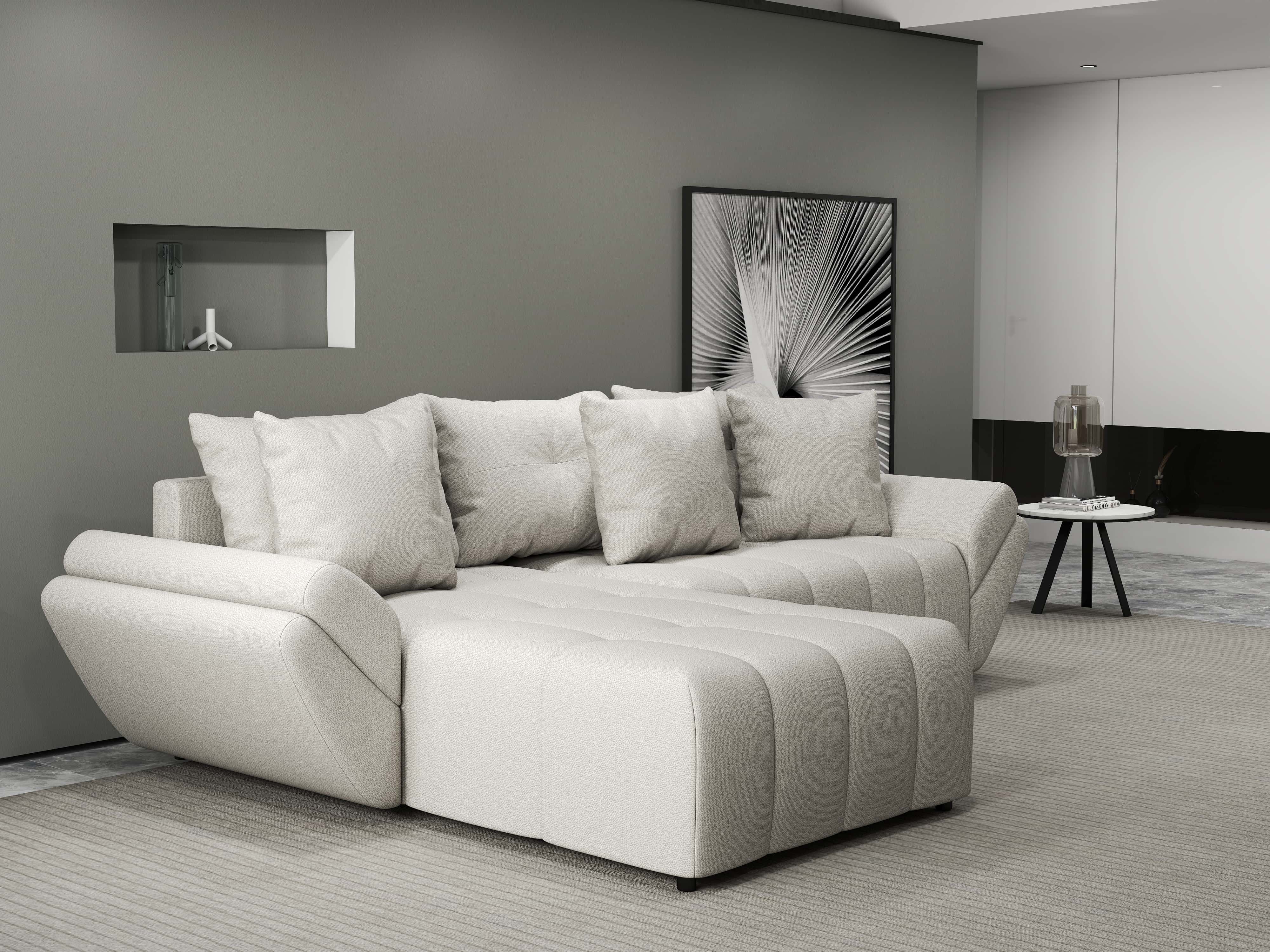 Colțar extensibil dumonde cu ladă de depozitare si sezut confortabil din spuma HR, Berlin Enjoy Bej 280x185 cm Fabrica