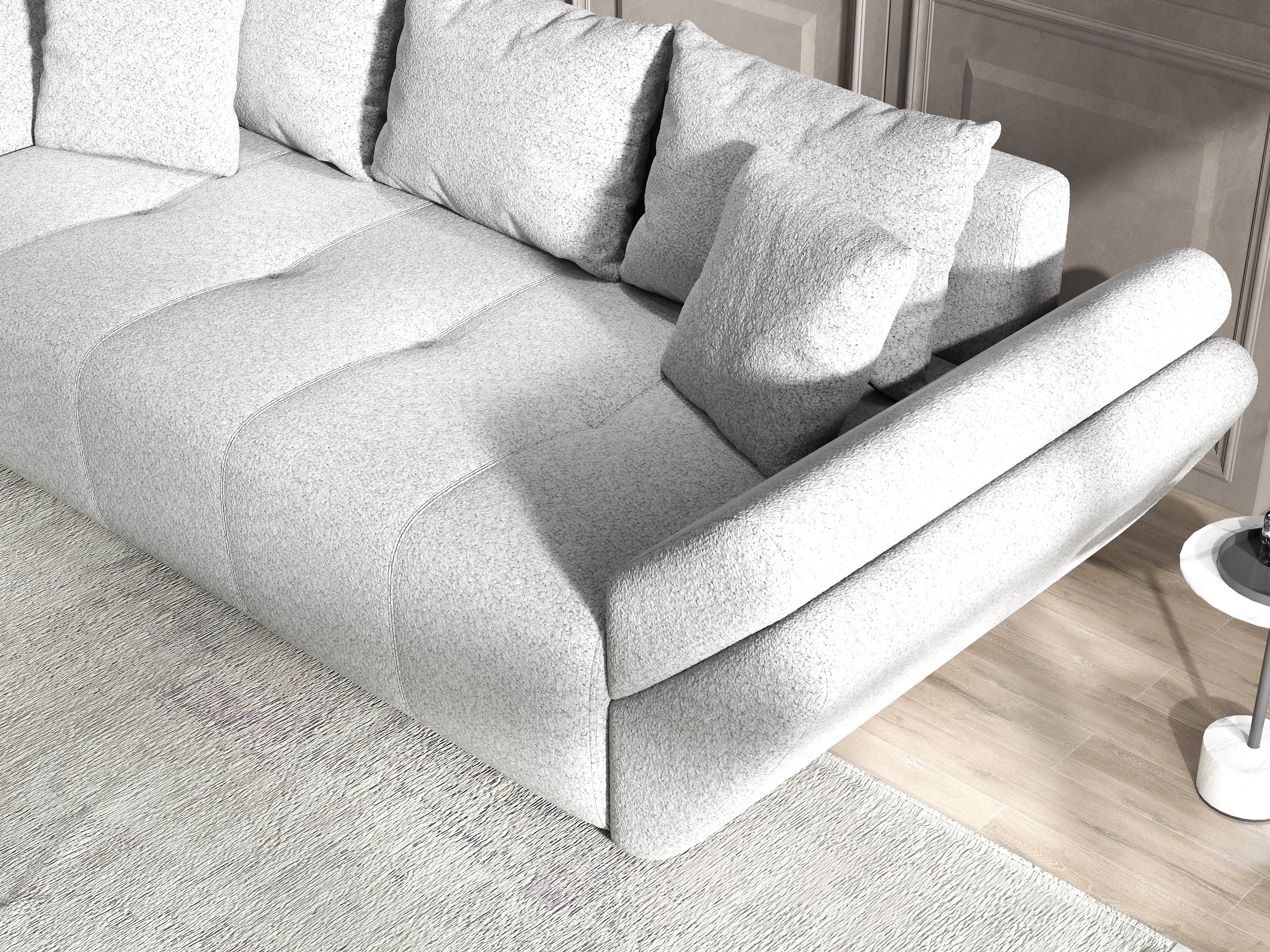 Canapea extensibilă dumonde cu ladă de depozitare si sezut confortabil din spuma HR, Berlin Euphoria Dove 250x100 cm Fabrica