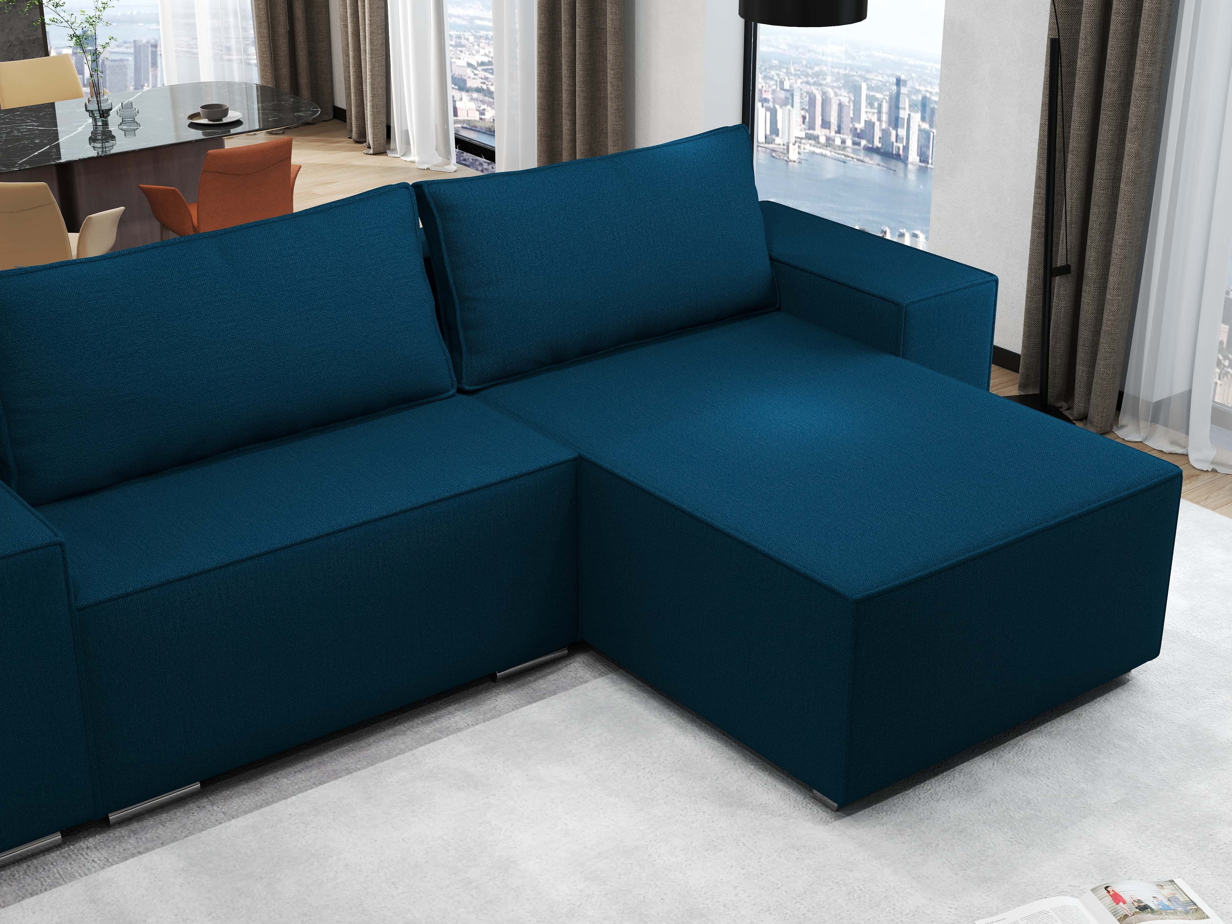 Colțar extensibil dumonde cu ladă de depozitare si sezut confortabil din spuma HR, Dream Enjoy Petrol 290x185 cm II Fabrica