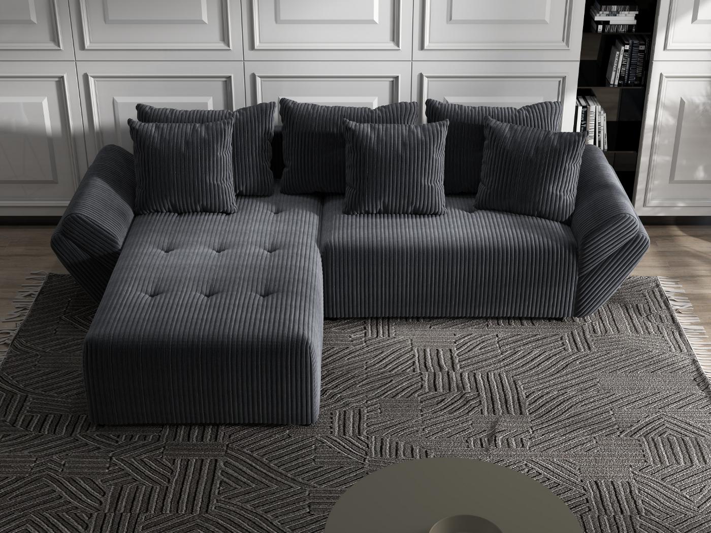 Colțar extensibil dumonde cu ladă de depozitare si sezut confortabil din spuma HR, Berlin Ambience Gri 280x185 cm Fabrica