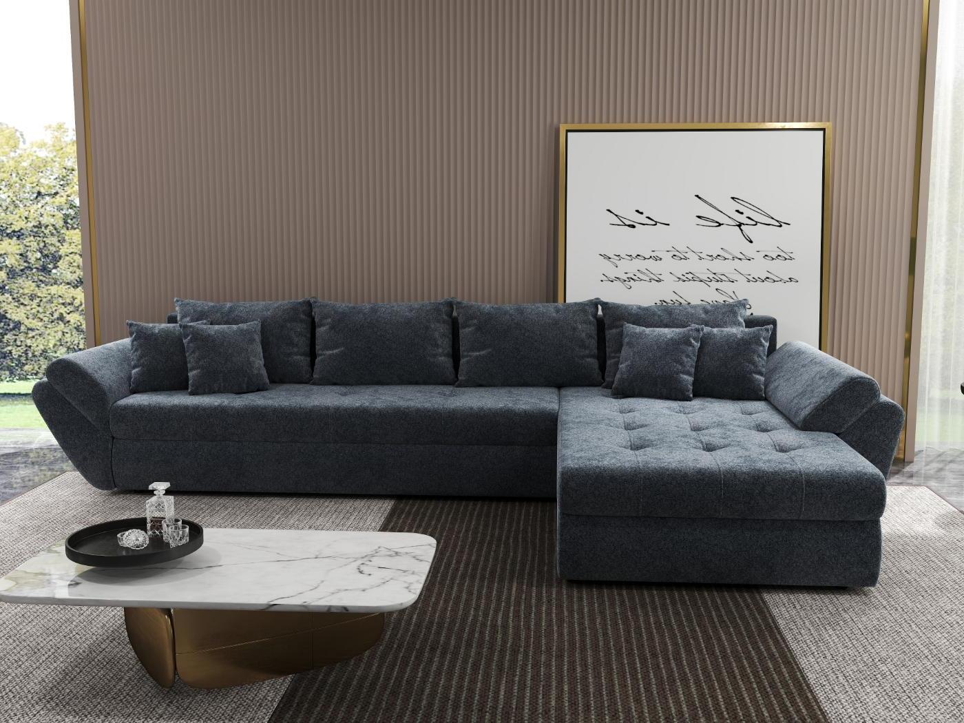 Colțar extensibil dumonde cu ladă de depozitare si sezut confortabil din spuma HR, Loana XL Euphoria Grafit II 335x185 cm Fabrica