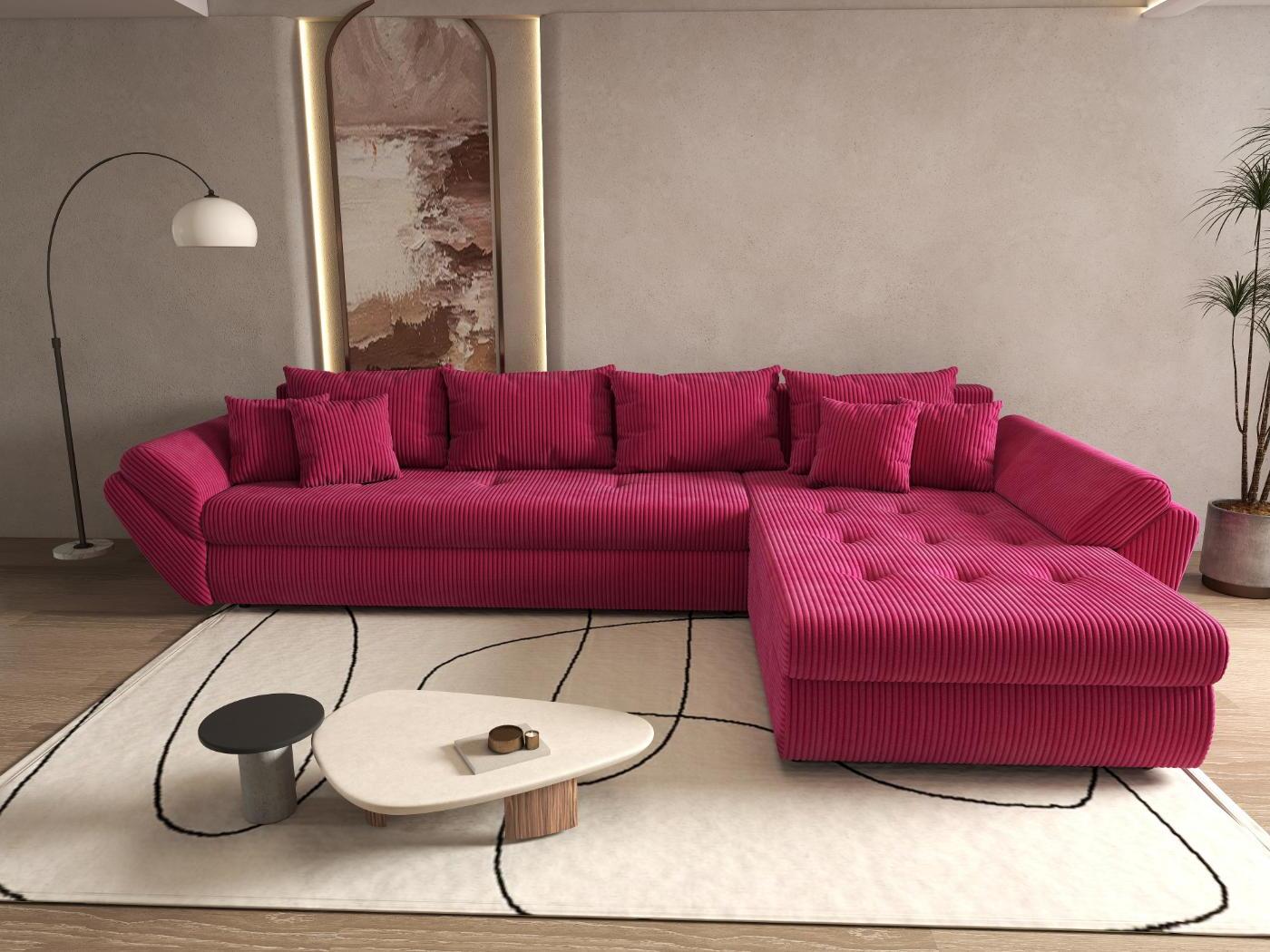 Colțar extensibil dumonde cu ladă de depozitare si sezut confortabil din spuma HR, Loana XL Zoom Rosu II 335x185 cm Fabrica