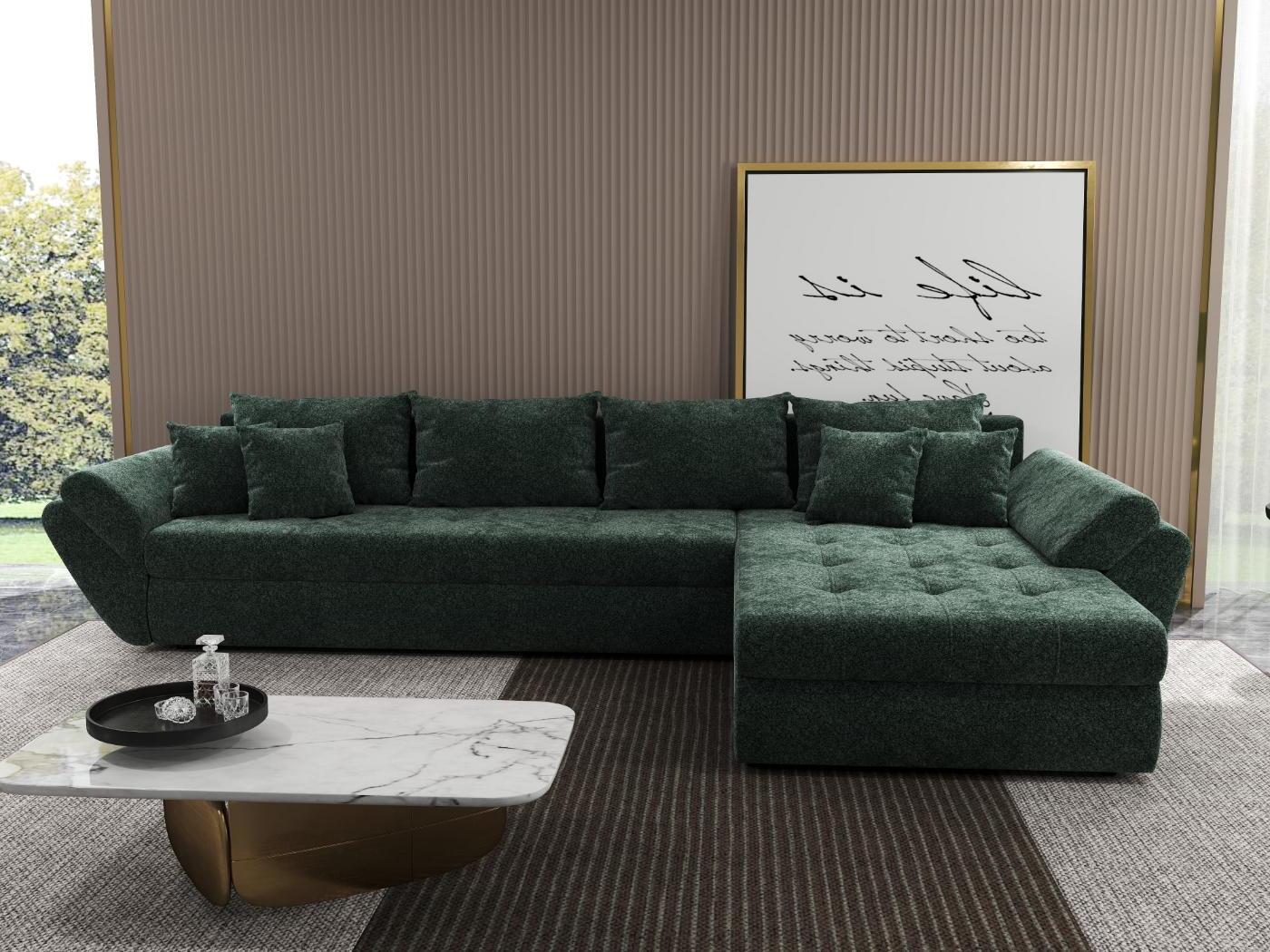 Colțar extensibil dumonde cu ladă de depozitare si sezut confortabil din spuma HR, Loana XL Euphoria Verde II 335x185 cm Fabrica