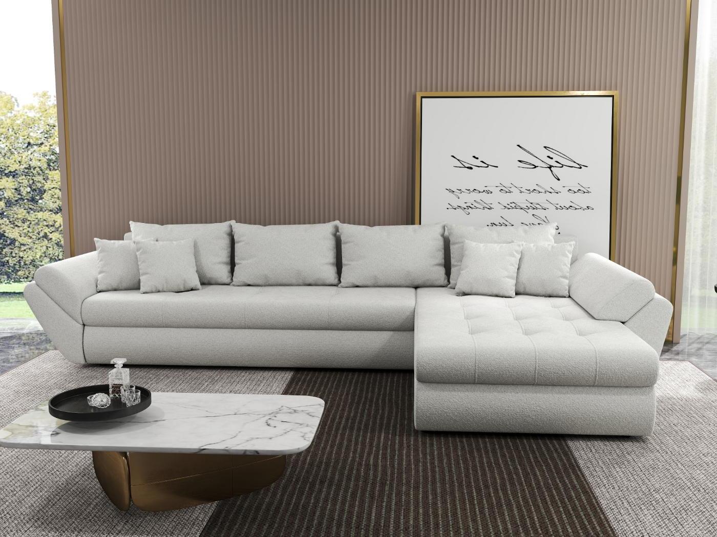 Colțar extensibil dumonde cu ladă de depozitare si sezut confortabil din spuma HR, Loana XL Euphoria Ivory II 335x185 cm Fabrica