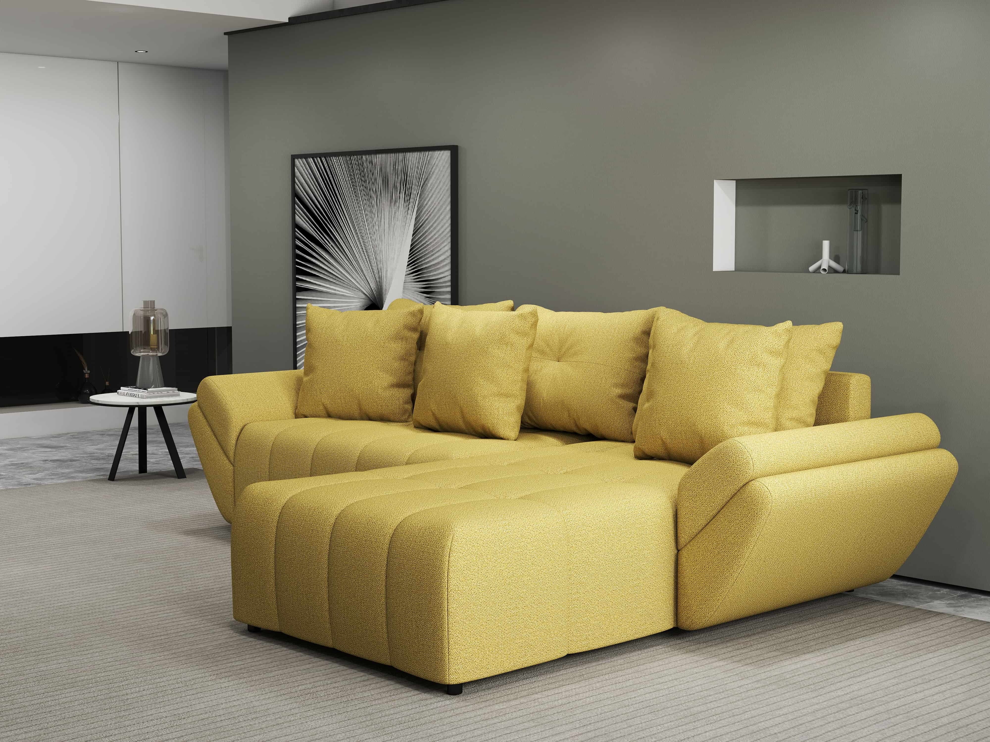 Colțar extensibil dumonde cu ladă de depozitare si sezut confortabil din spuma HR, Berlin Enjoy Melon 280x185 cm II Fabrica