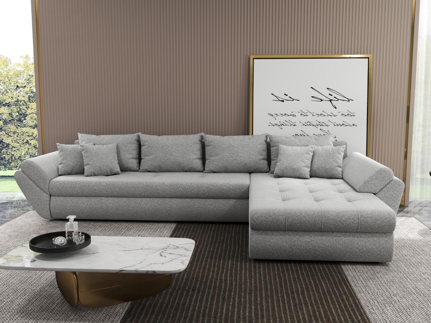 Colțar extensibil dumonde cu ladă de depozitare si sezut confortabil din spuma HR, Loana XL Euphoria Dove II 335x185 cm Fabrica