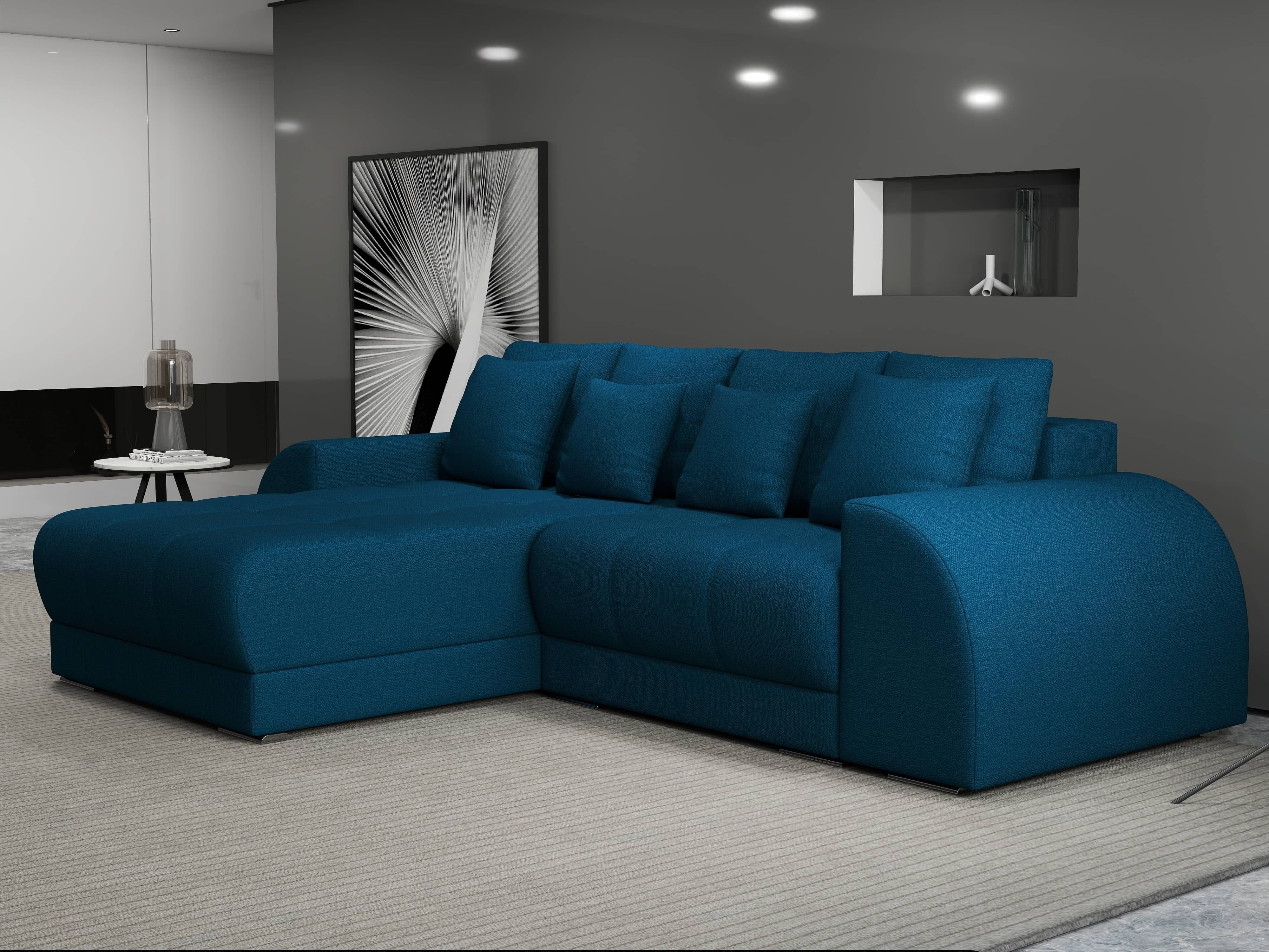 Colțar extensibil dumonde cu ladă de depozitare si sezut confortabil din spuma HR, Verona Enjoy Petrol 290x185 cm Fabrica