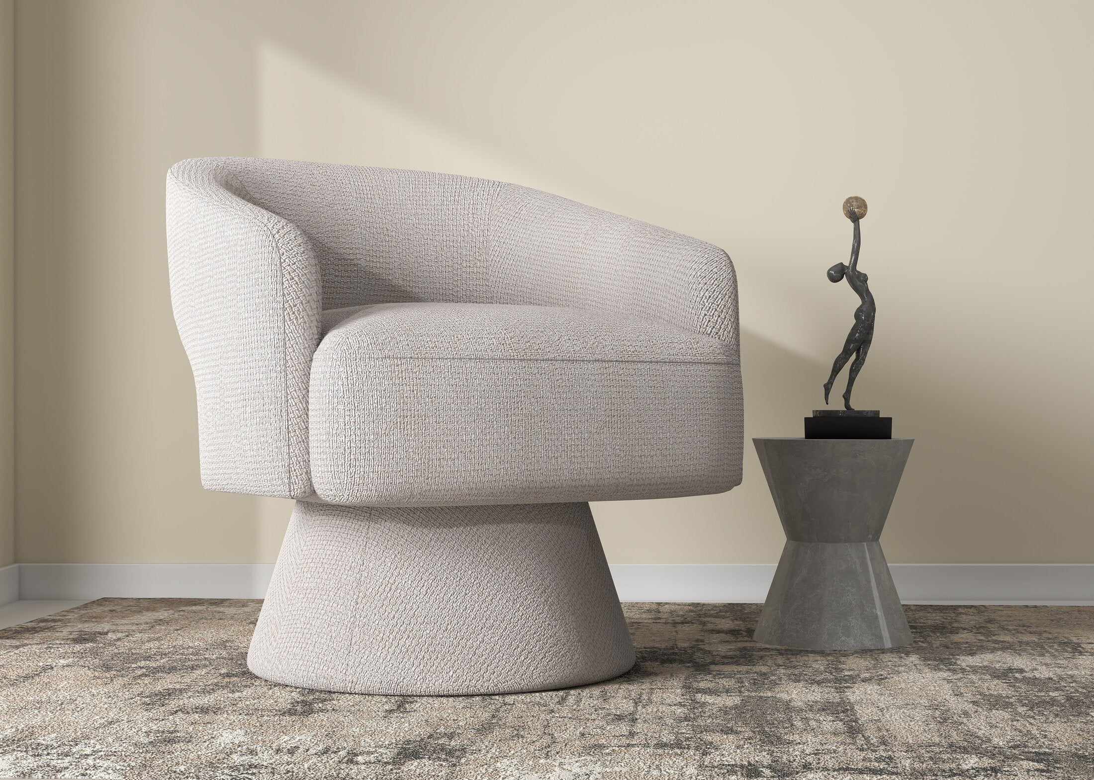 Fotoliu dumonde tapitat Bej modern Solenne 71x68cm