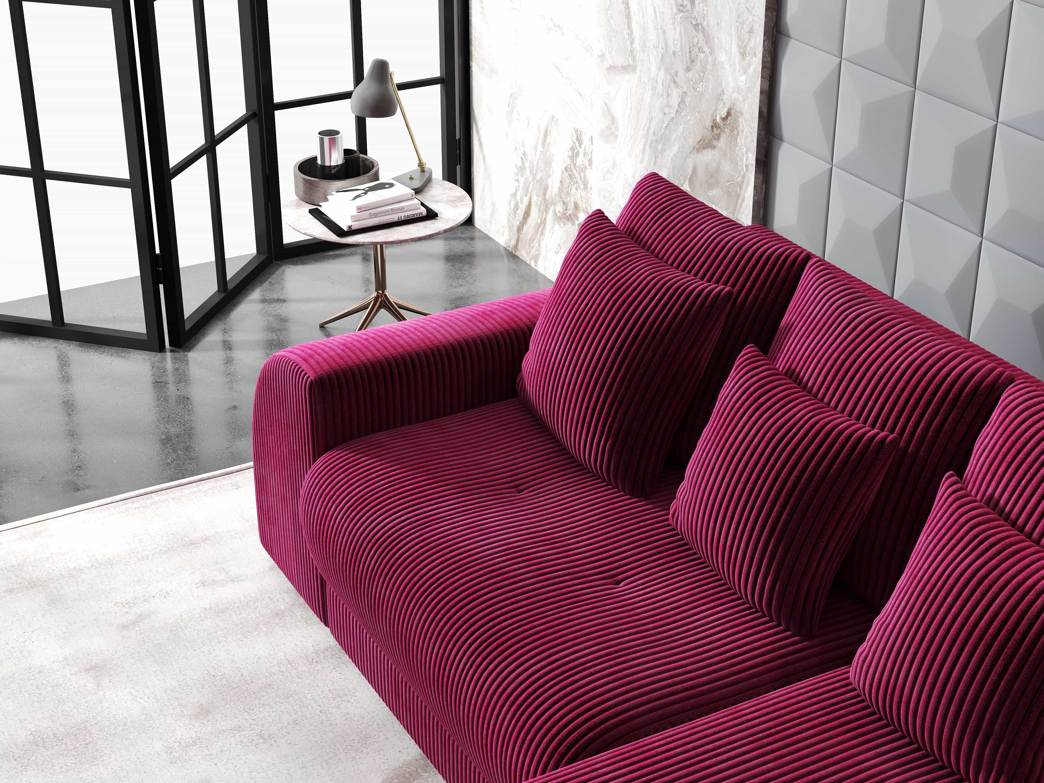 Colțar extensibil dumonde cu ladă de depozitare si sezut confortabil din spuma HR, Verona Zoom Rosu 290x185 cm Fabrica