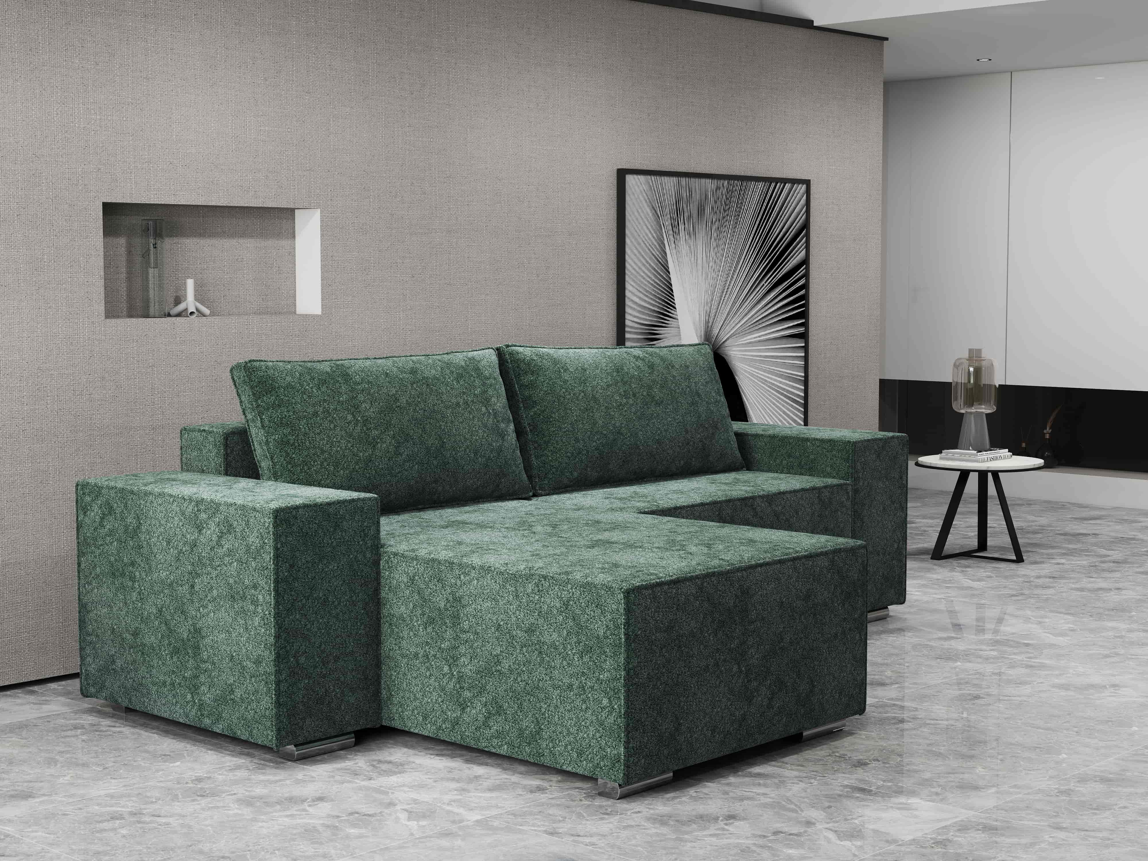 Colțar extensibil dumonde cu ladă de depozitare si sezut confortabil din spuma HR, Dream Euphoria Verde 290x185 cm Fabrica