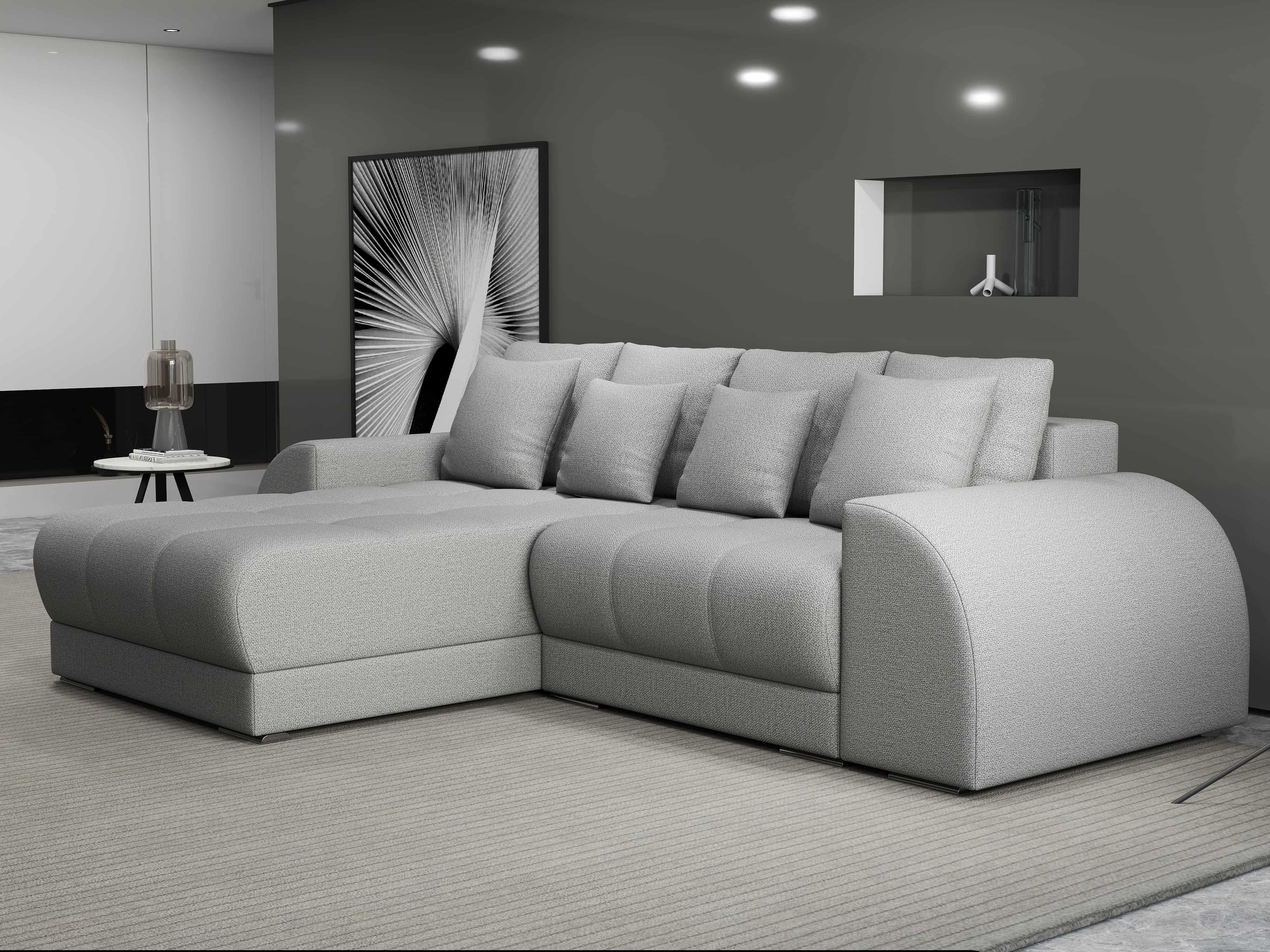 Colțar extensibil dumonde cu ladă de depozitare si sezut confortabil din spuma HR, Verona Enjoy Gri 290x185 cm Fabrica