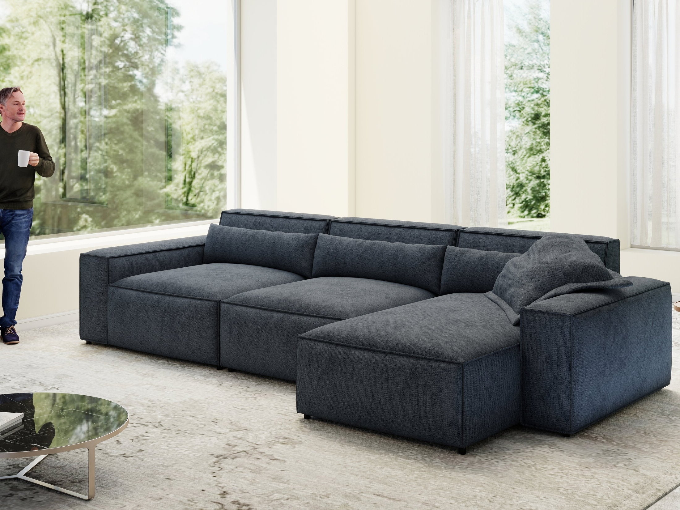 Colțar dumonde cu sezut confortabil din spuma HR, Marvelo XL Enjoy Antracit 366x175 cm II