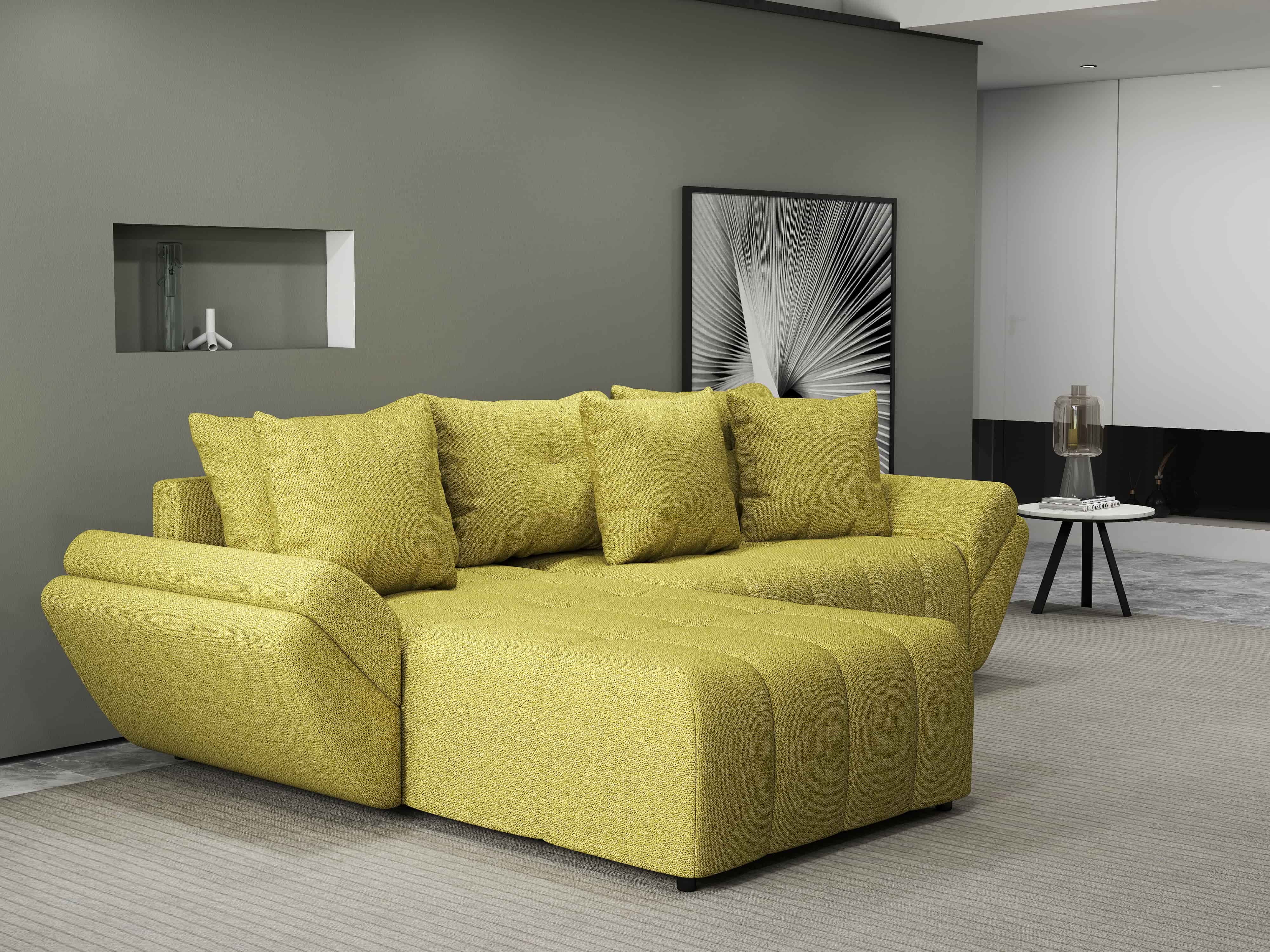 Colțar extensibil dumonde cu ladă de depozitare si sezut confortabil din spuma HR, Berlin Enjoy Verde 280x185 cm Fabrica