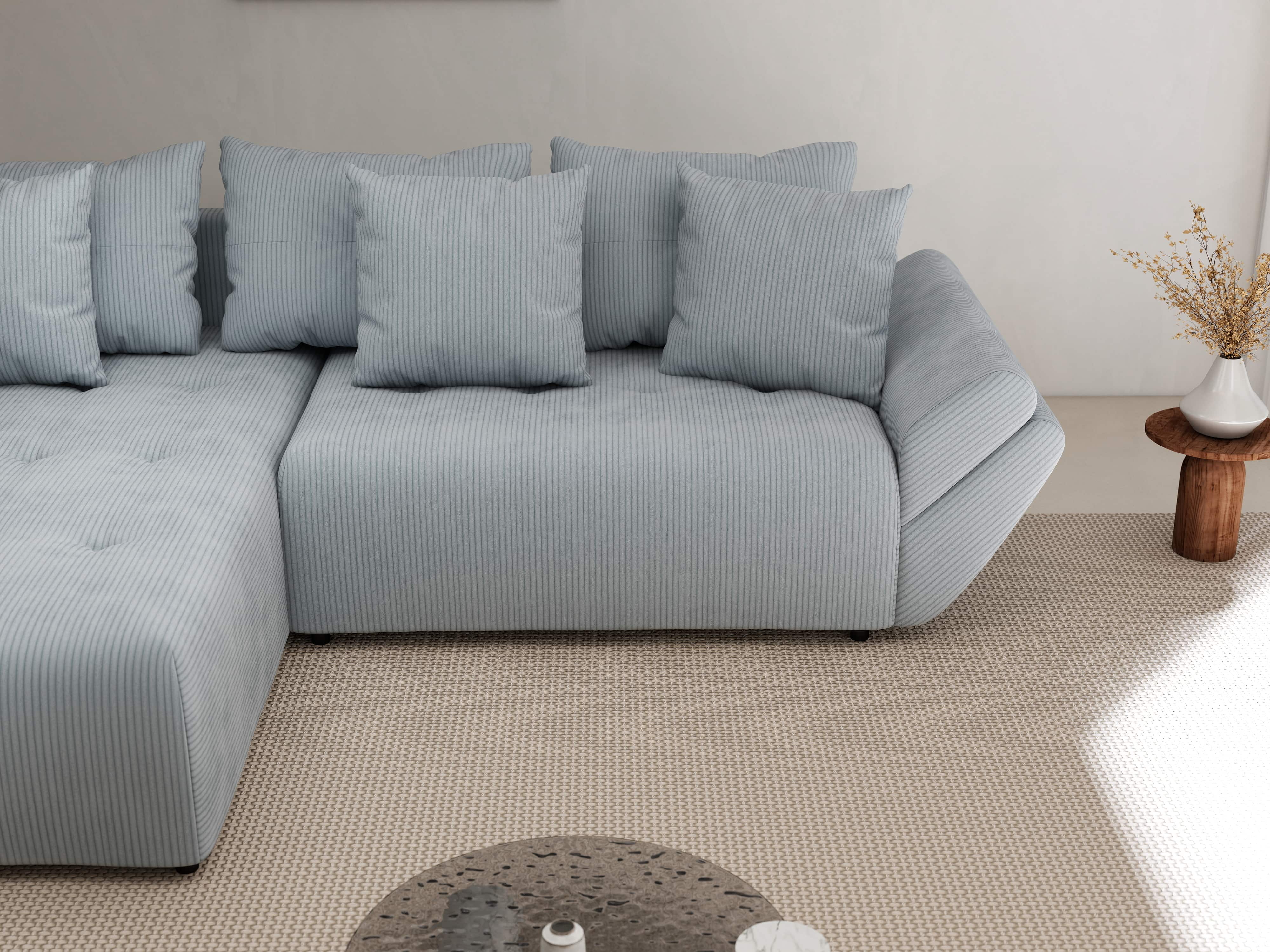 Colțar extensibil dumonde cu ladă de depozitare si sezut confortabil din spuma HR, Berlin Zoom Grey 280x185 cm Fabrica