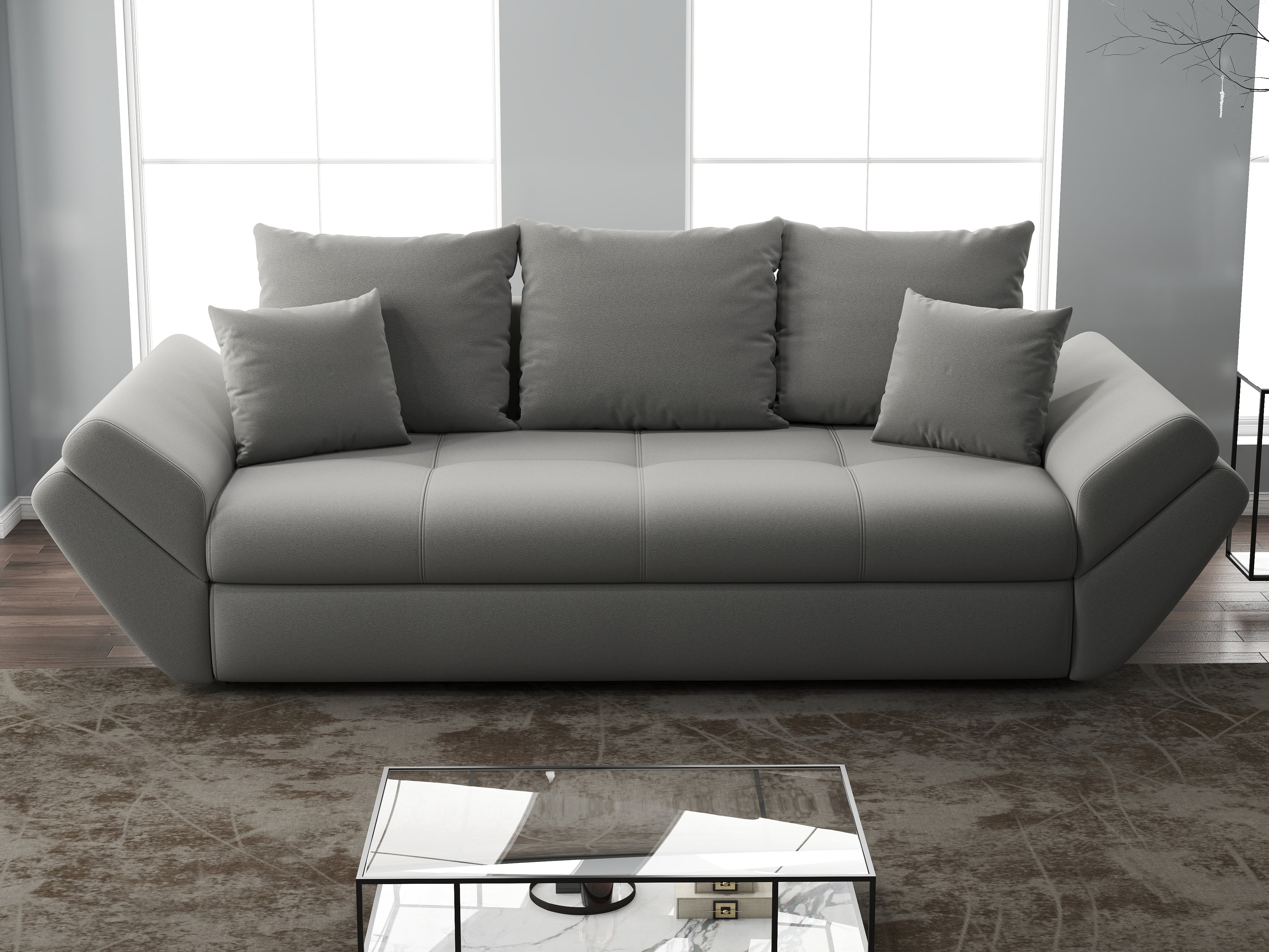 Canapea extensibilă dumonde cu ladă de depozitare si sezut confortabil din spuma HR, Loana Royal Grey 250x100 cm Fabrica