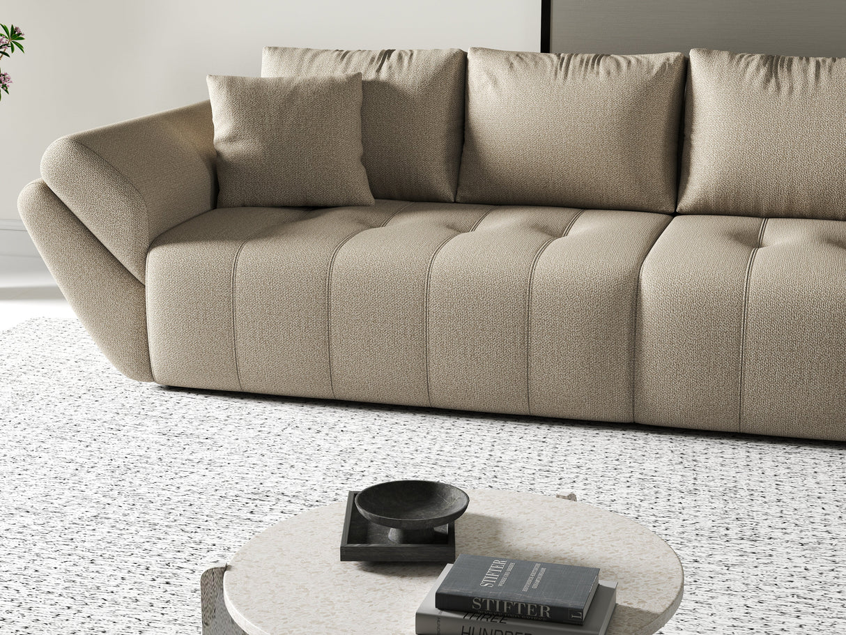 Canapea extensibilă dumonde cu ladă de depozitare si sezut confortabil din spuma HR, Berlin Beige 2 300x100 cm Fabrica