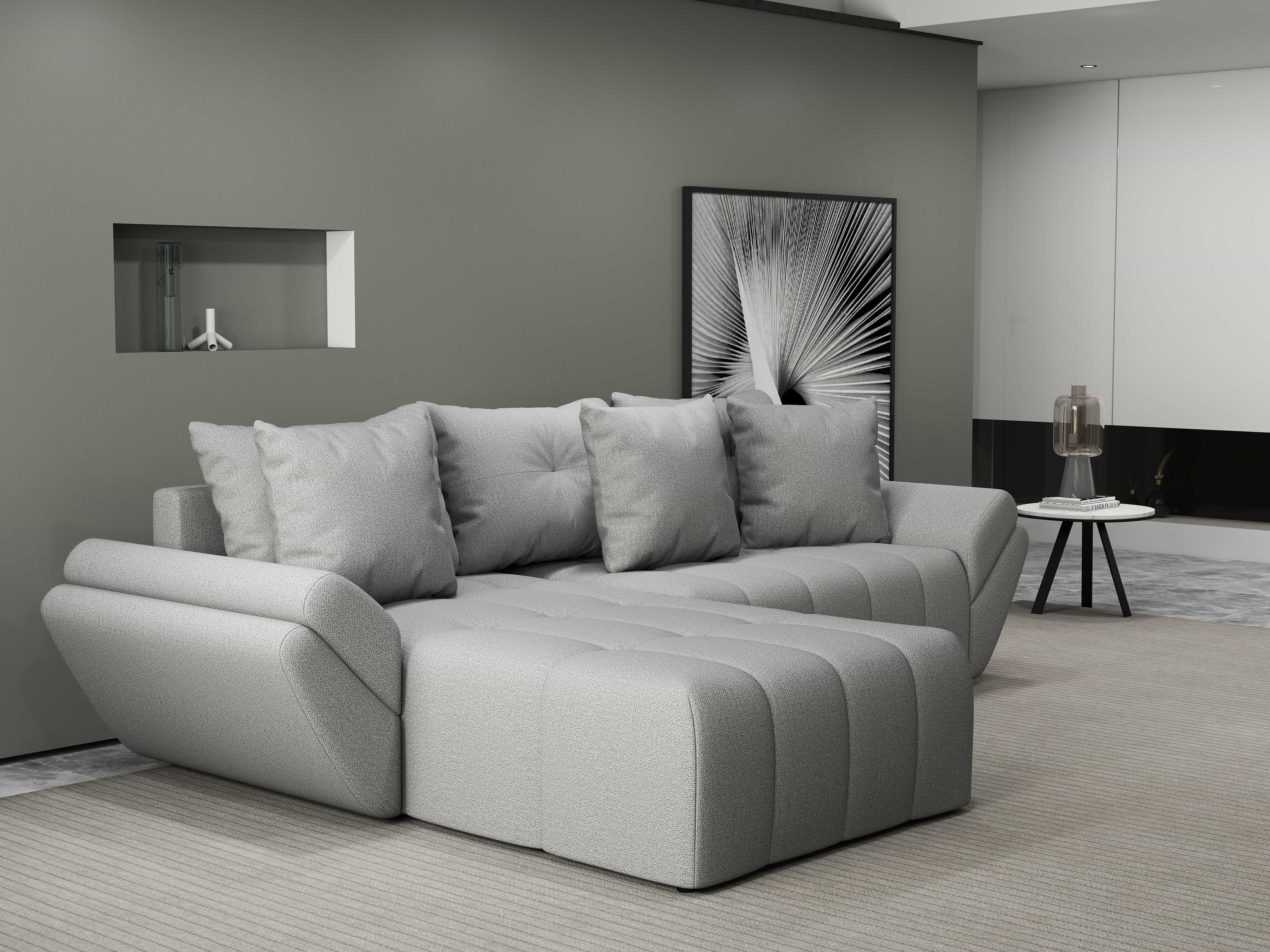 Colțar extensibil dumonde cu ladă de depozitare si sezut confortabil din spuma HR, Berlin Enjoy Gri 280x185 cm Fabrica