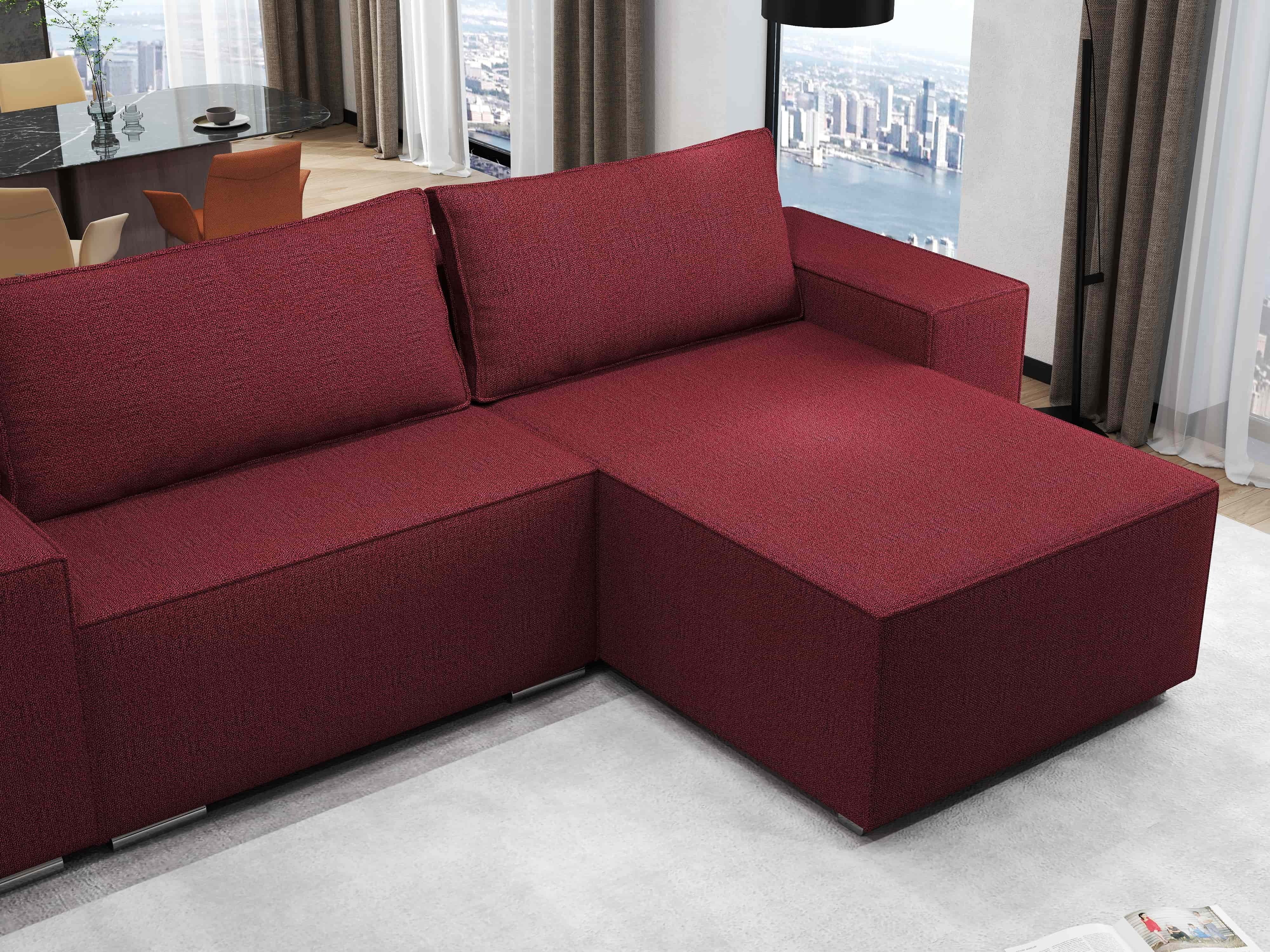Colțar extensibil dumonde cu ladă de depozitare si sezut confortabil din spuma HR, Dream Enjoy Rosu 290x185 cm II Fabrica