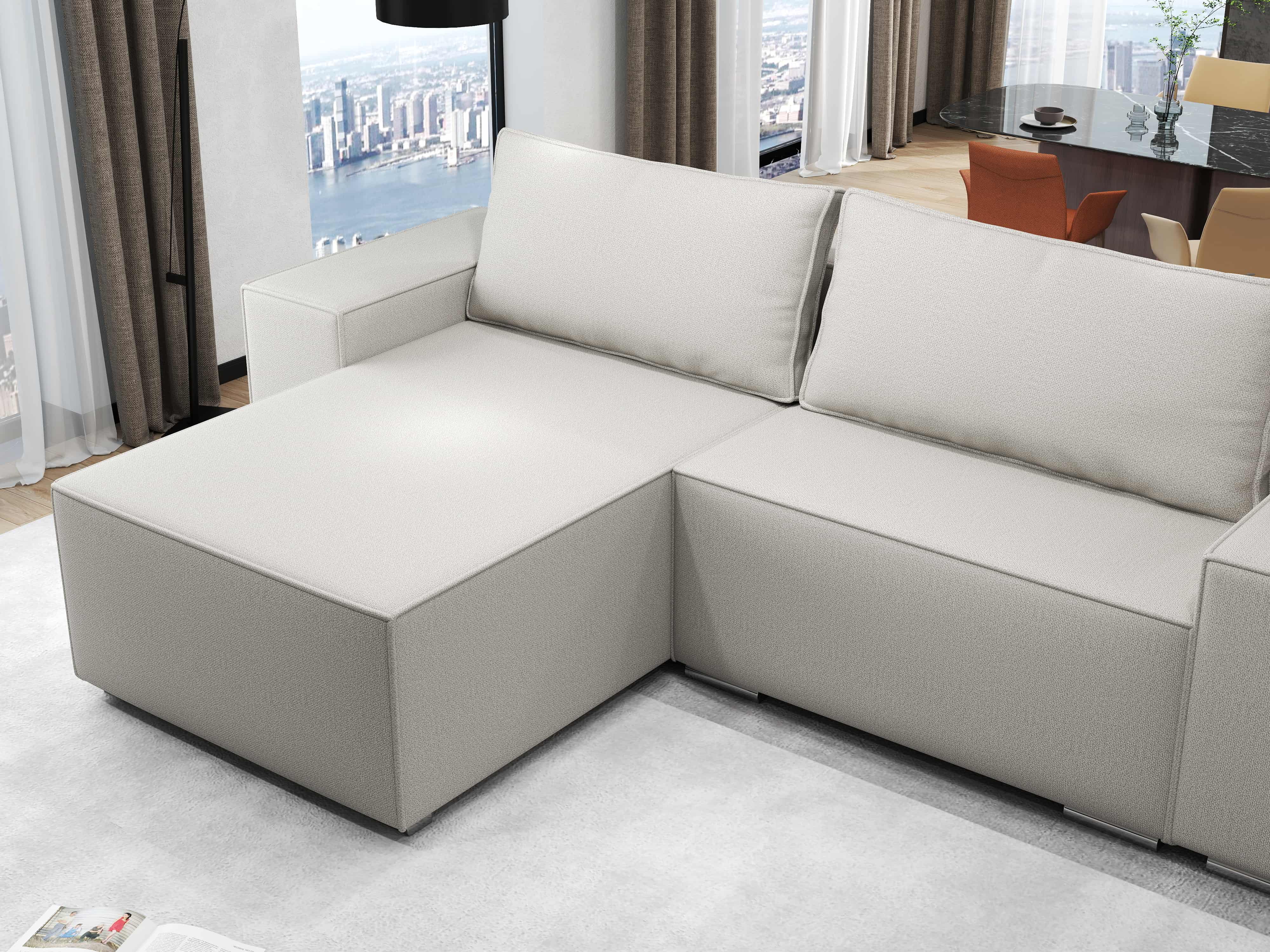 Colțar extensibil dumonde cu ladă de depozitare si sezut confortabil din spuma HR, Dream Enjoy Bej 290x185 cm Fabrica