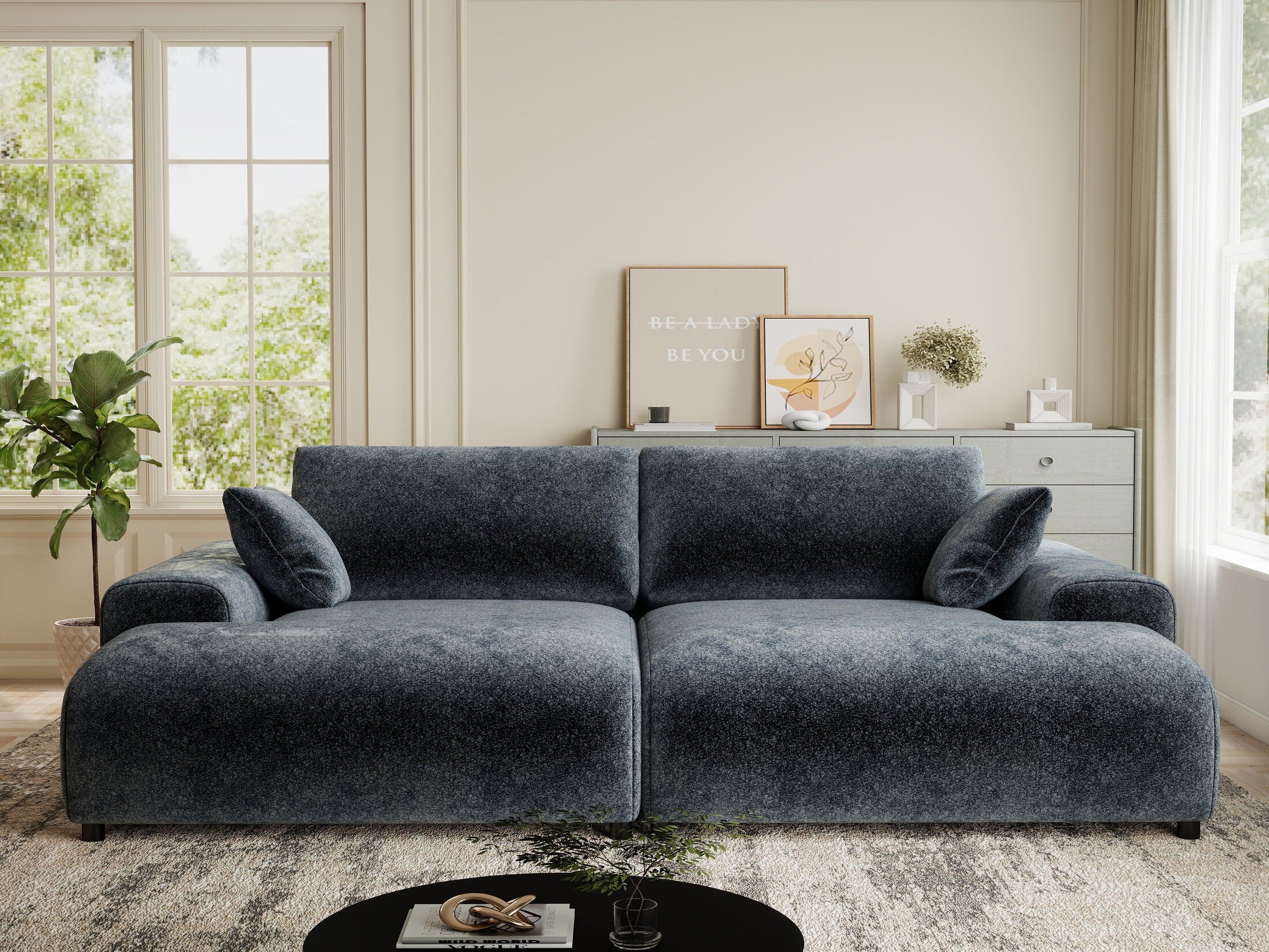 Canapea dumonde cu sezut confortabil din spuma HR, Hudson Euphoria Gri Grafit 237x144 cm