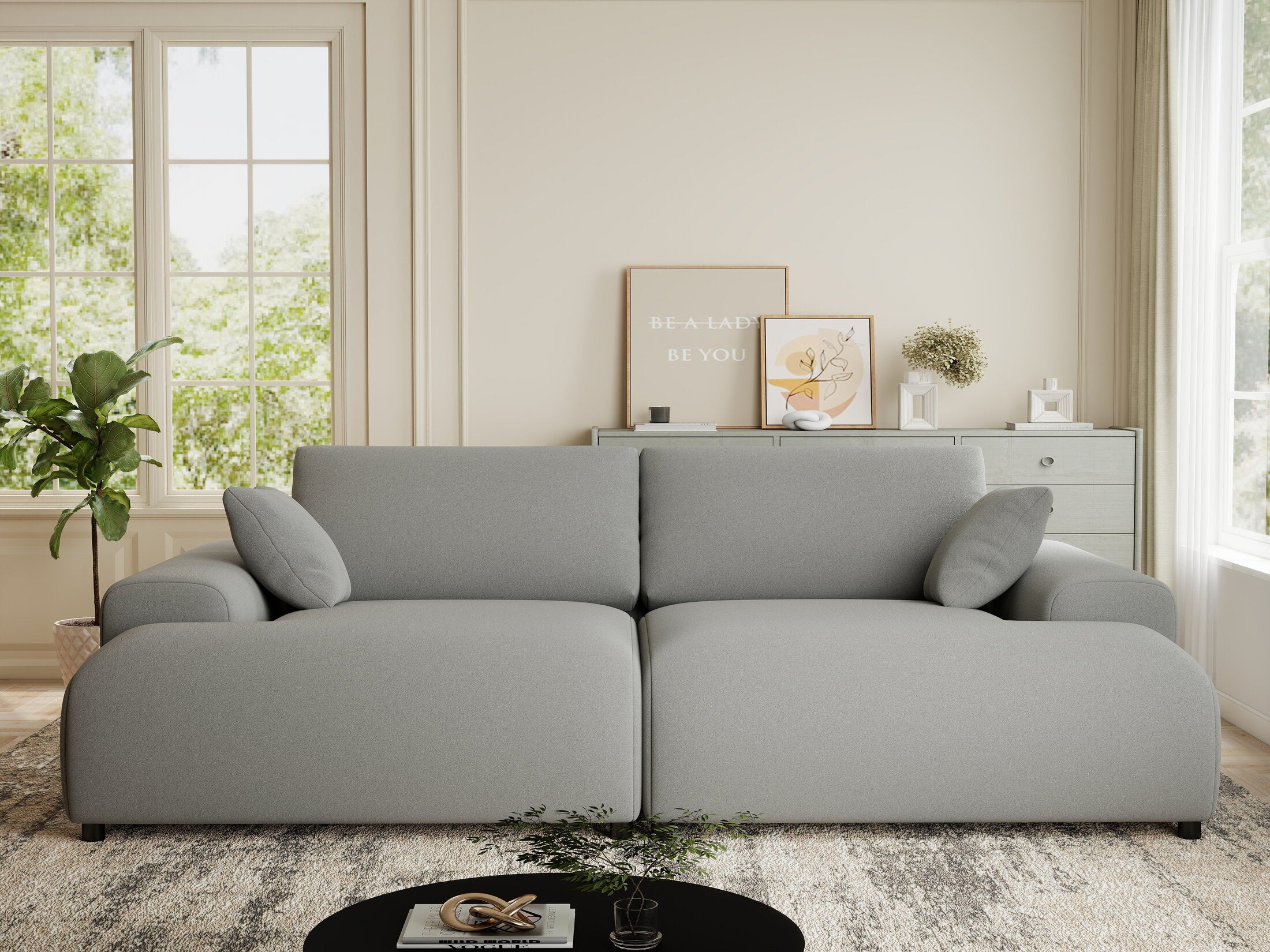 Canapea dumonde cu sezut confortabil din spuma HR, Hudson Royal Gri 237x144 cm