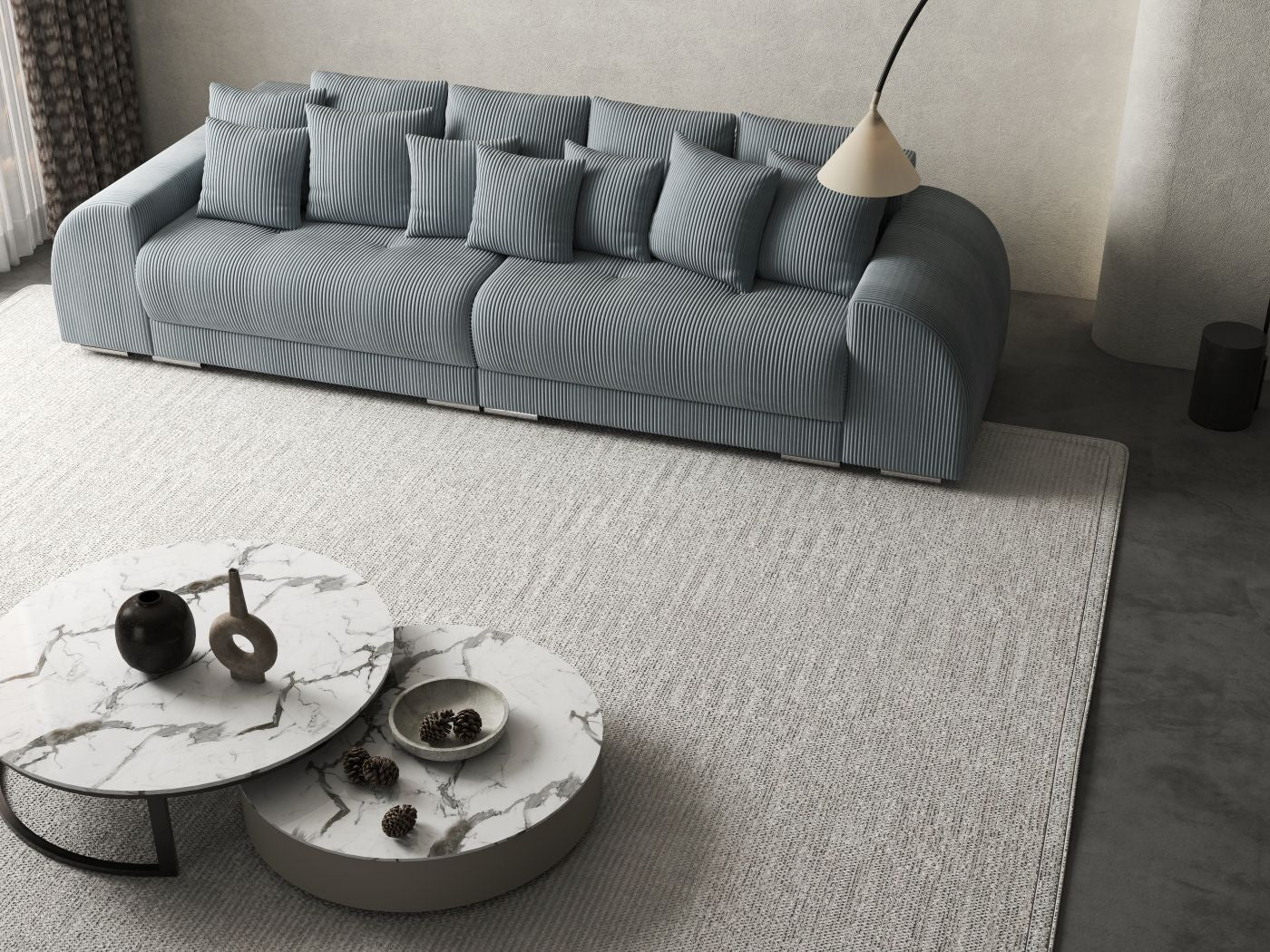 Canapea extensibilă dumonde cu 2 lăzi de depozitare si sezut confortabil din spuma HR, Verona Zoom Grey 310x100 cm Fabrica