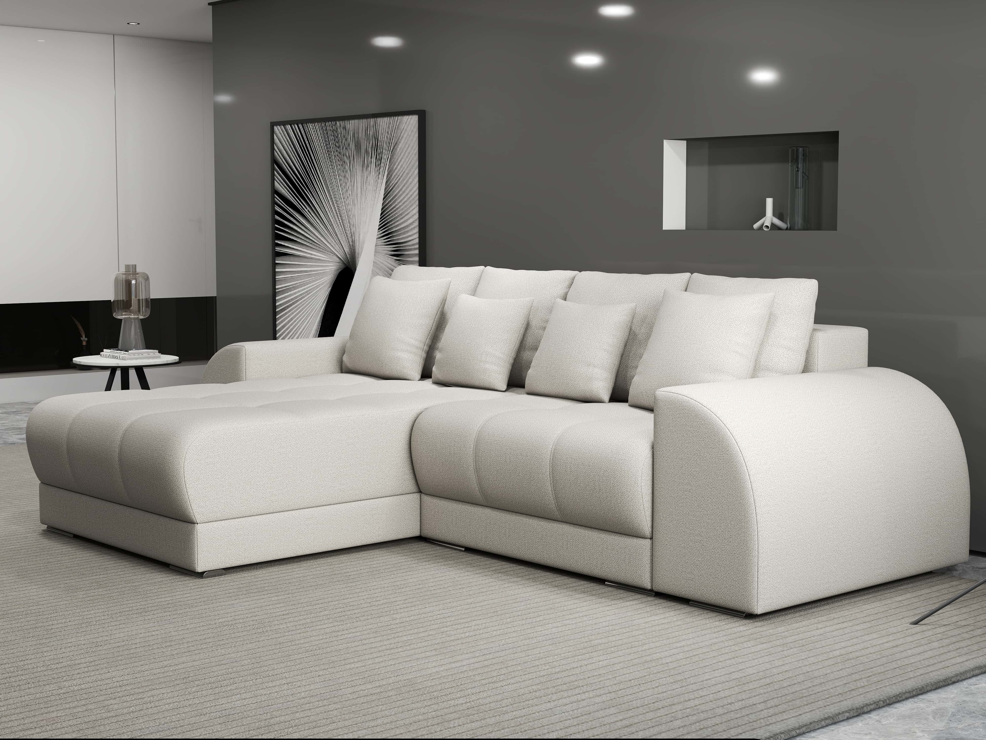 Colțar extensibil dumonde cu ladă de depozitare si sezut confortabil din spuma HR, Verona Enjoy Bej 290x185 cm Fabrica