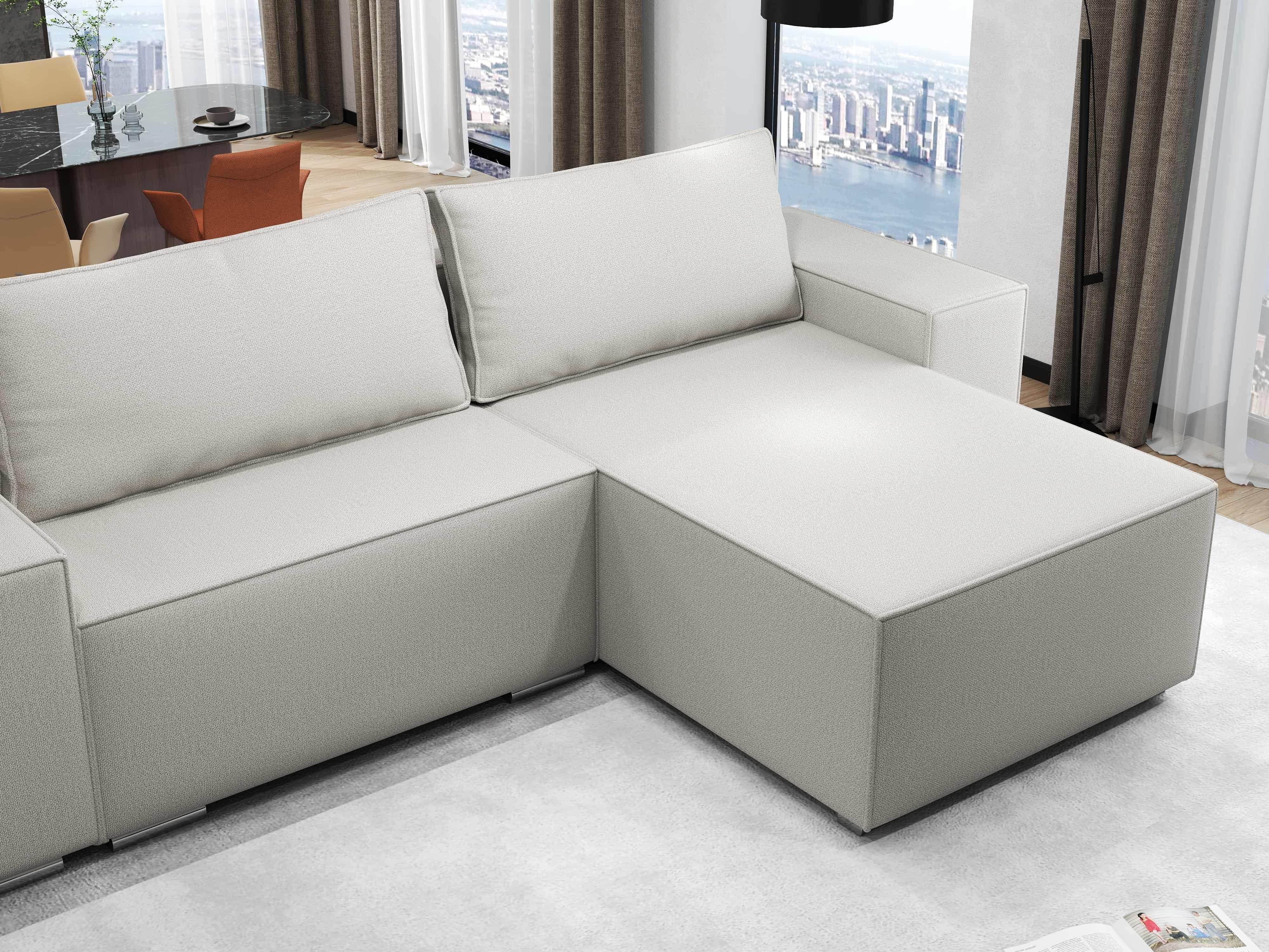 Colțar extensibil dumonde cu ladă de depozitare si sezut confortabil din spuma HR, Dream Enjoy Bej 290x185 cm II Fabrica