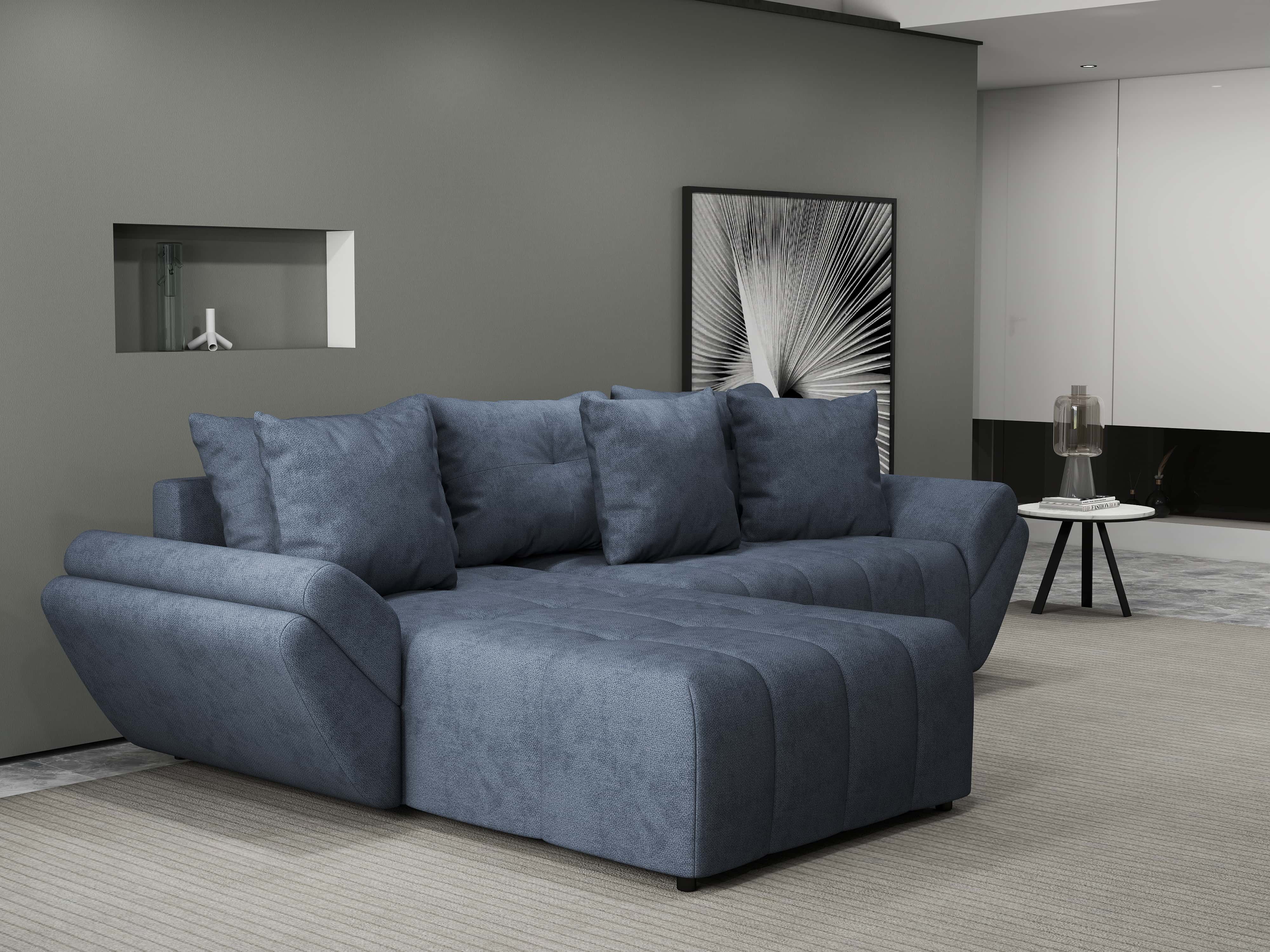 Colțar extensibil dumonde cu ladă de depozitare si sezut confortabil din spuma HR, Berlin Grey 280x185 cm Fabrica