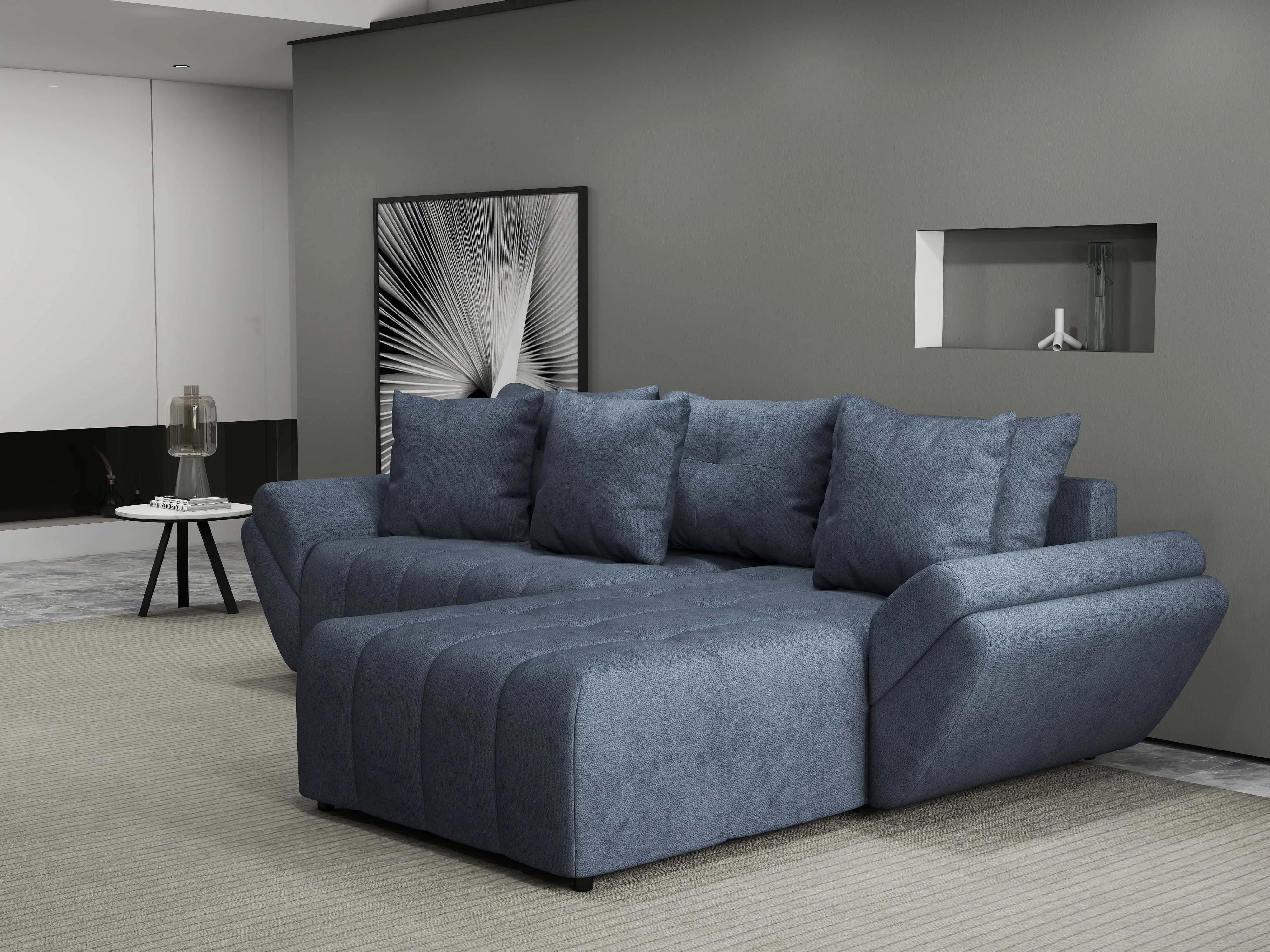 Colțar extensibil dumonde cu ladă de depozitare si sezut confortabil din spuma HR, Berlin Enjoy Antracit II 280x185 cm Fabrica