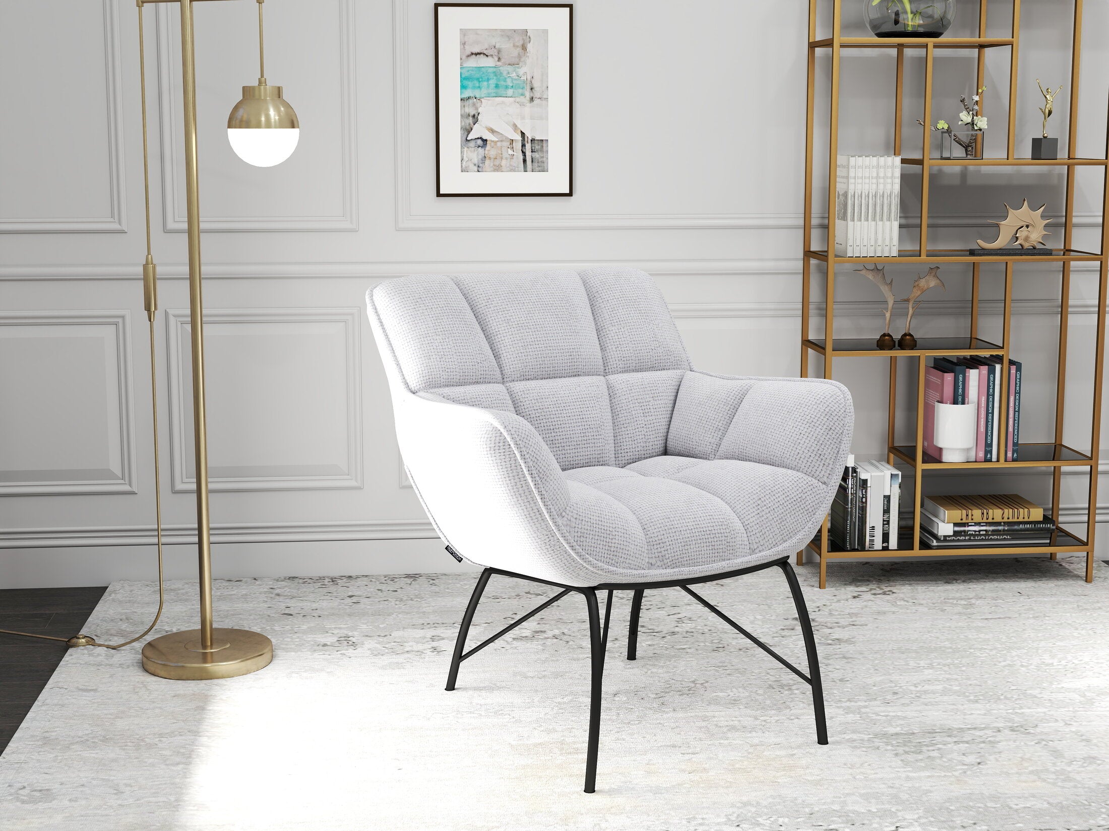 Fotoliu dumonde tapitat Gri modern Sienna 72x79cm