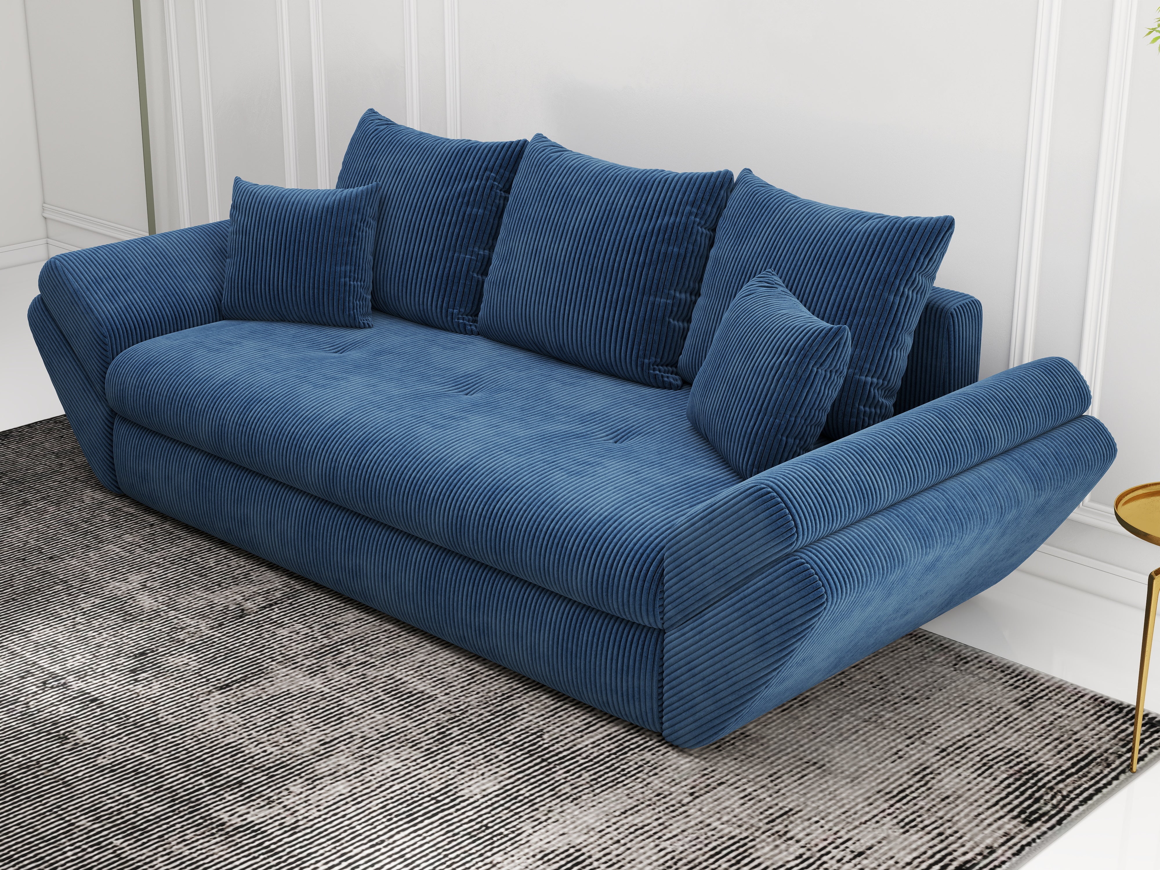 Canapea extensibilă dumonde cu ladă de depozitare si sezut confortabil din spuma HR, Loana Zoom Blue 250x100 cm Fabrica