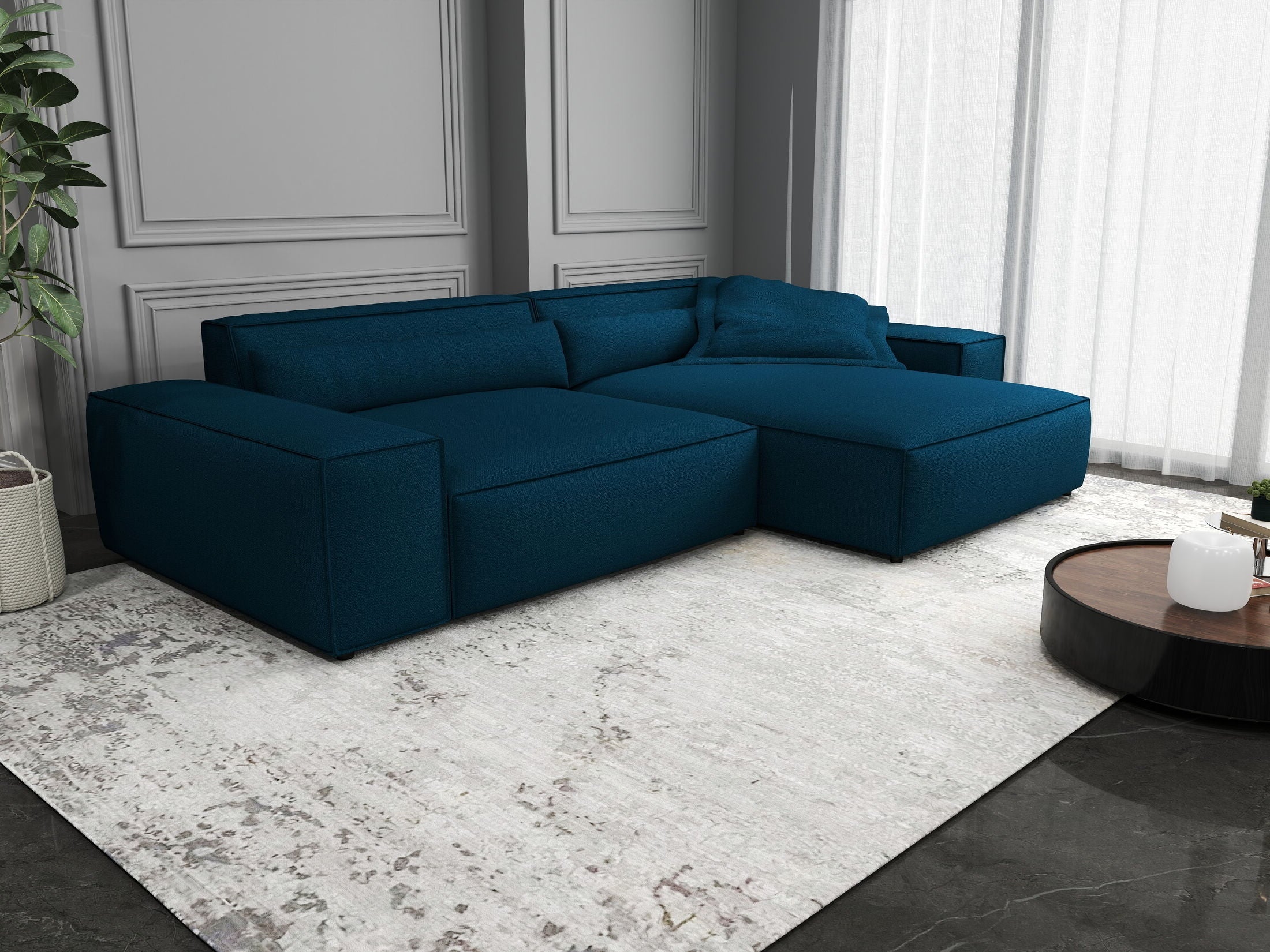 Colțar dumonde cu șezut confortabil din spumă HR, Marvelo Enjoy Verde Petrol 264x175 cm II