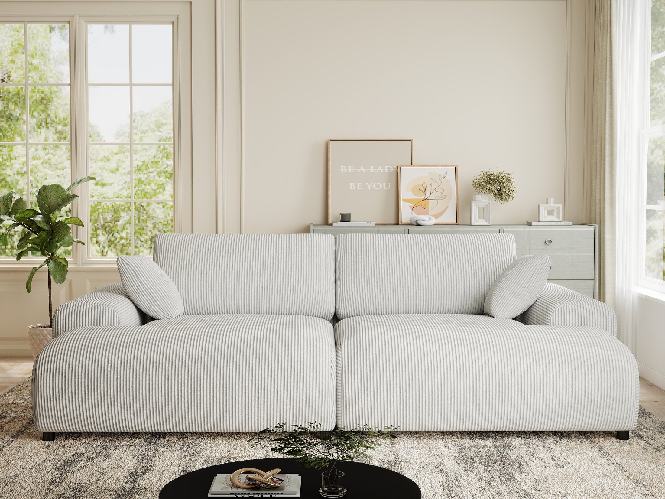 Canapea dumonde cu sezut confortabil din spuma HR, Hudson Zoom Gri 237x144 cm