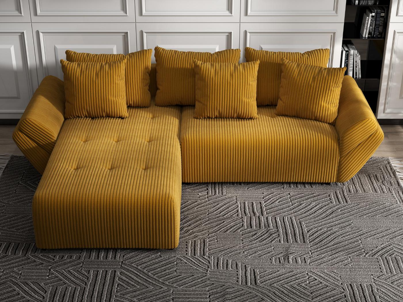 Colțar extensibil dumonde cu ladă de depozitare si sezut confortabil din spuma HR, Berlin Ambience Mustar 280x185 cm Fabrica