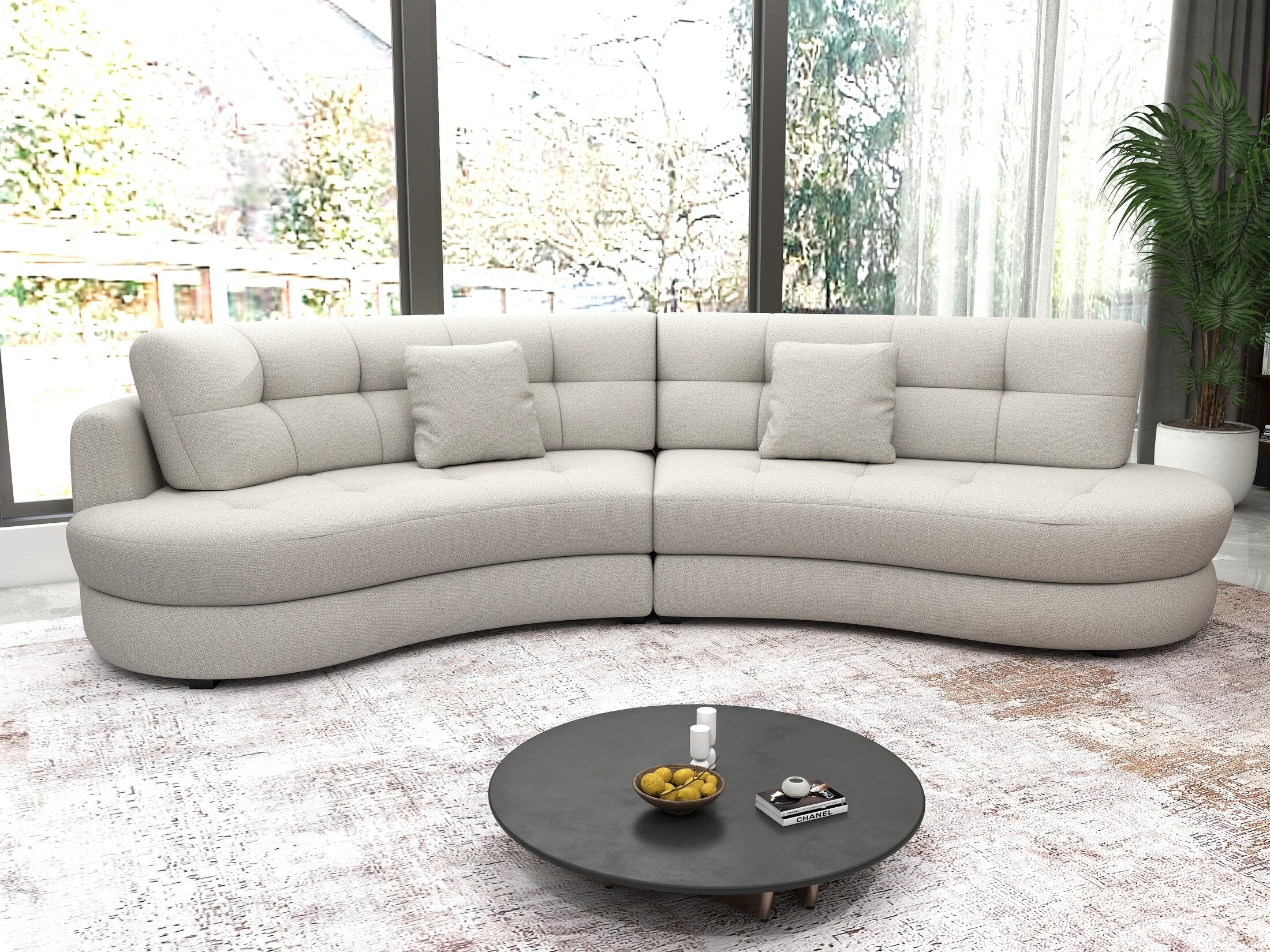 Canapea semirotunda dumonde cu șezut confortabil din spumă HR, Roma Enjoy Bej 300x160 cm