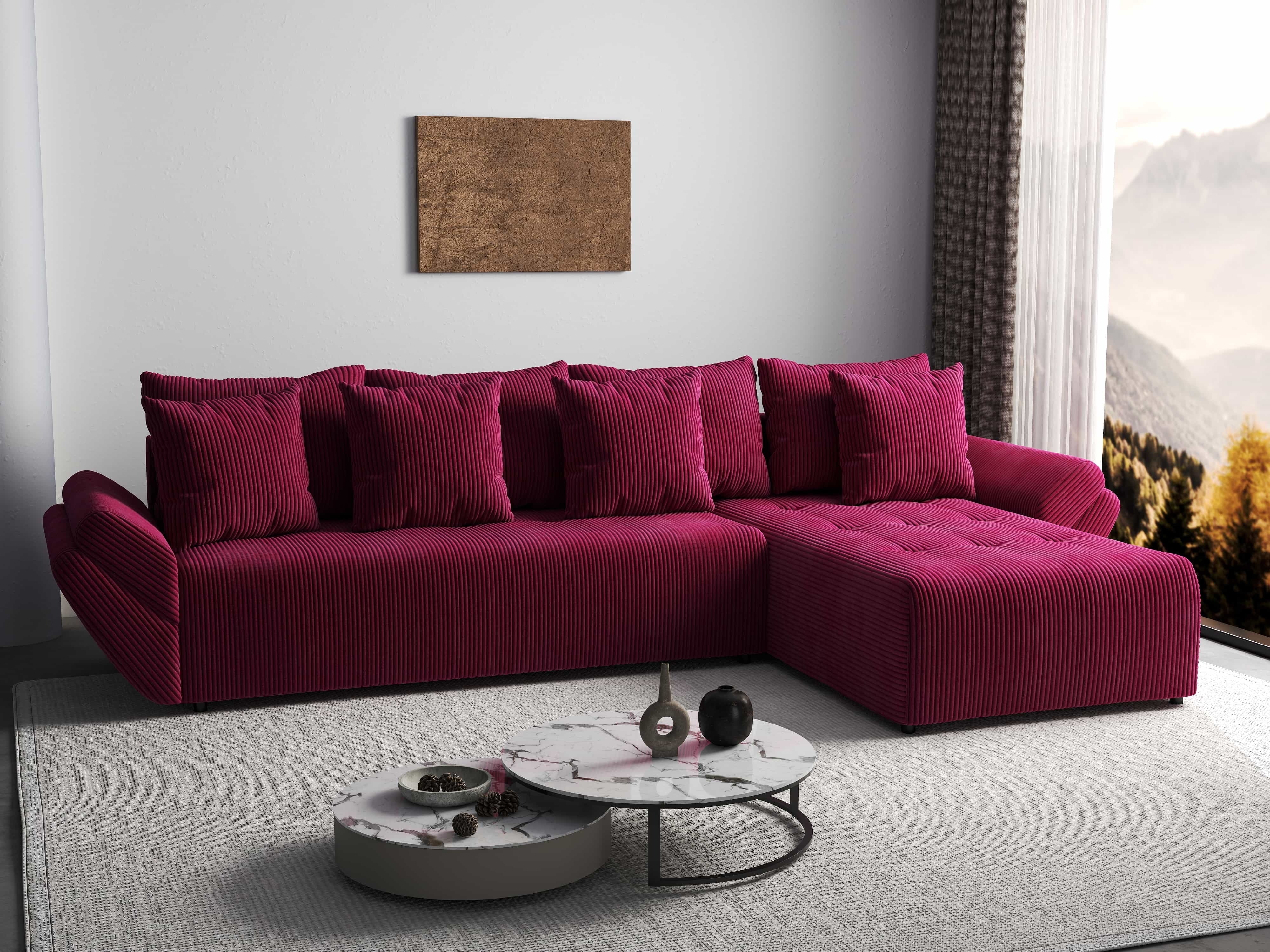 Colțar extensibil dumonde cu ladă de depozitare si sezut confortabil din spuma HR, Berlin XL Zoom Red 350x185 cm II Fabrica