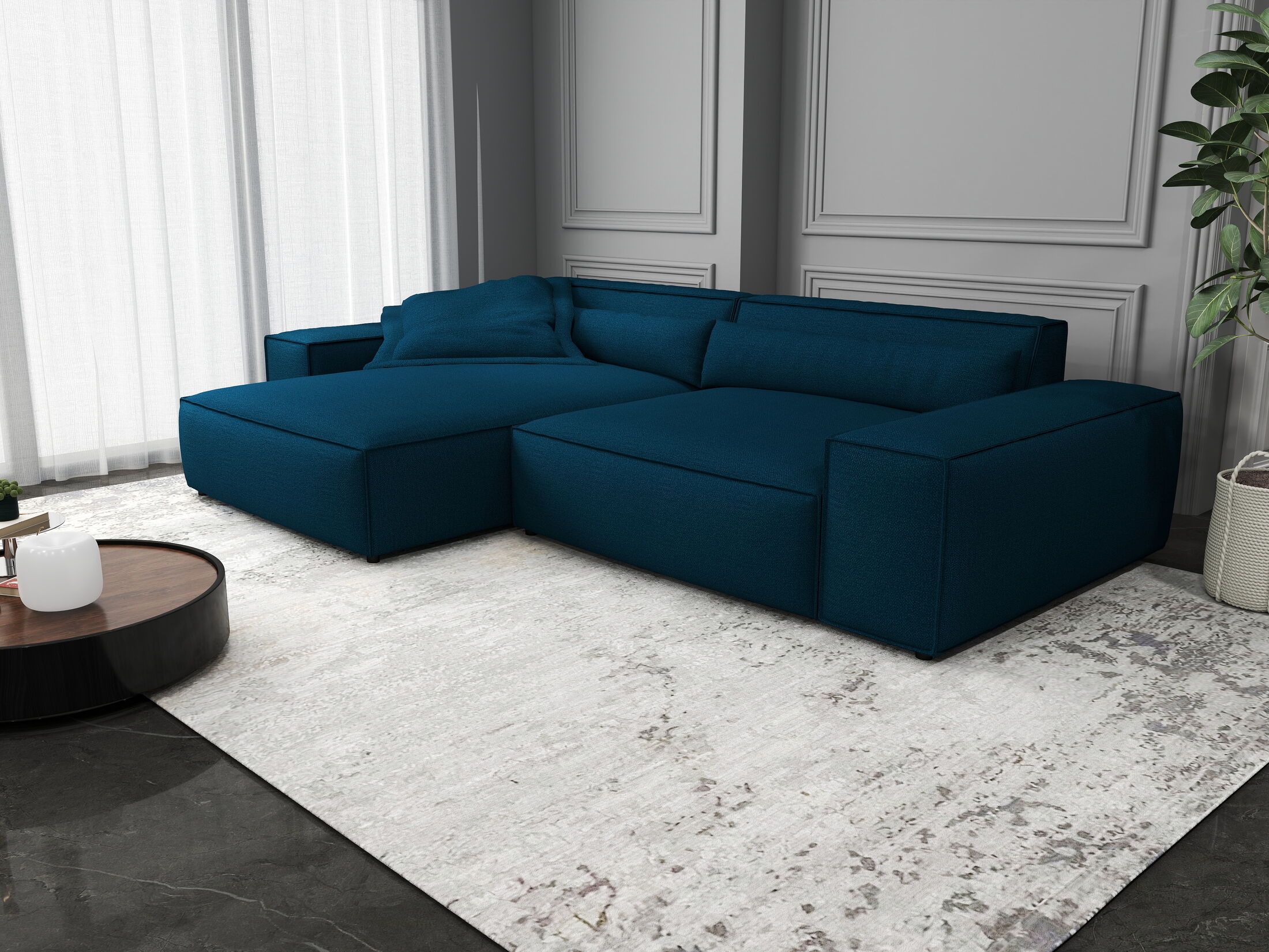 Colțar dumonde cu șezut confortabil din spumă HR, Marvelo Enjoy Verde Petrol 264x175 cm