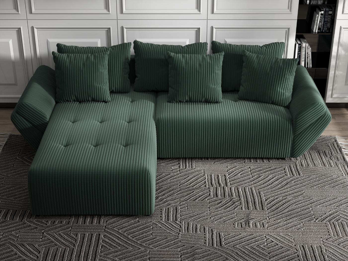 Colțar extensibil dumonde cu ladă de depozitare si sezut confortabil din spuma HR, Berlin Ambience Verde 280x185 cm Fabrica