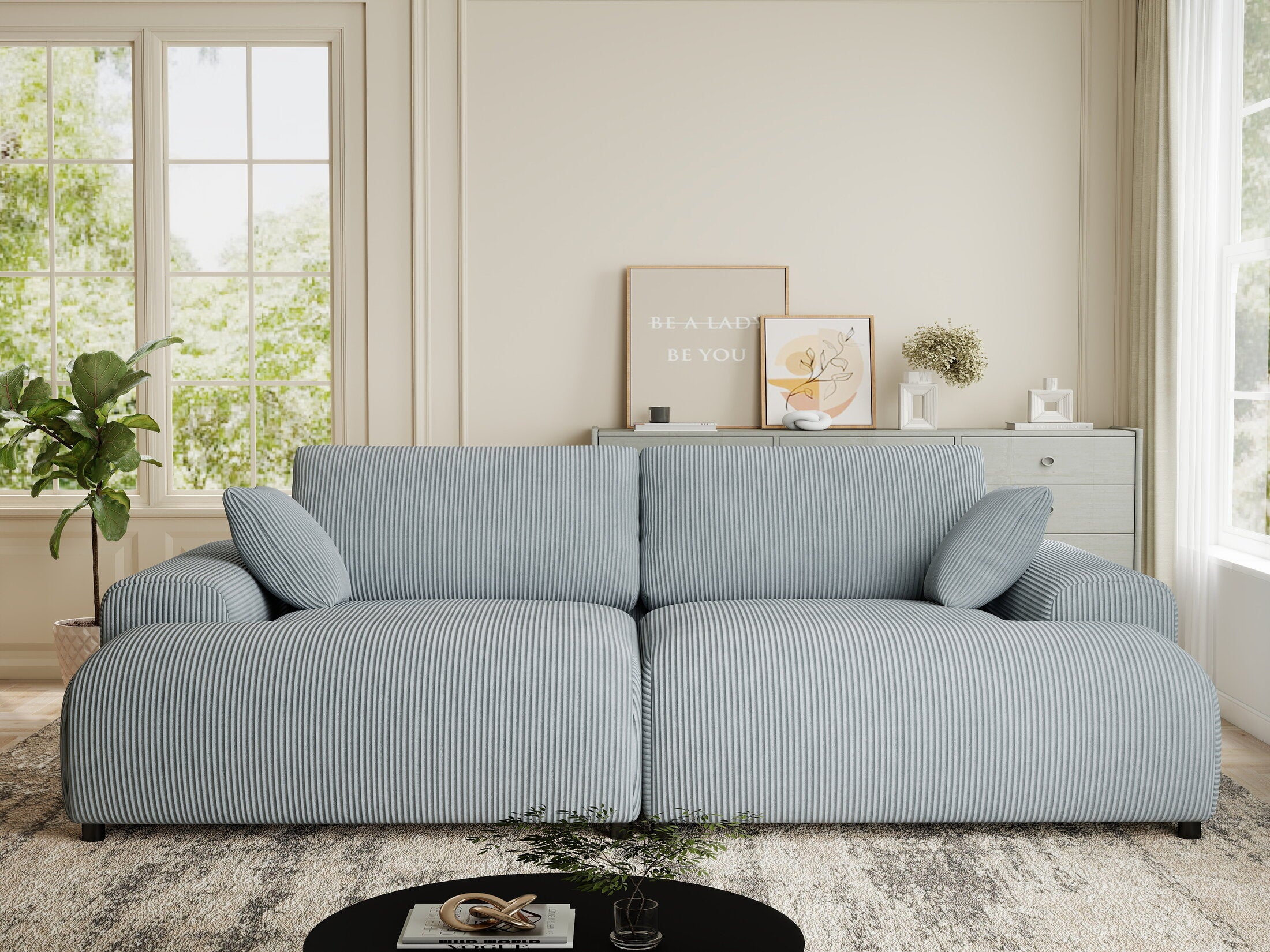 Canapea dumonde cu sezut confortabil din spuma HR, Hudson Zoom Gri Mint 237x144 cm