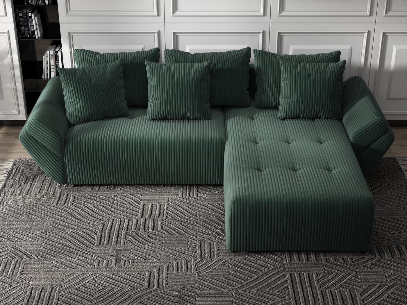 Colțar extensibil dumonde cu ladă de depozitare si sezut confortabil din spuma HR, Berlin Ambience Verde 280x185 cm II Fabrica