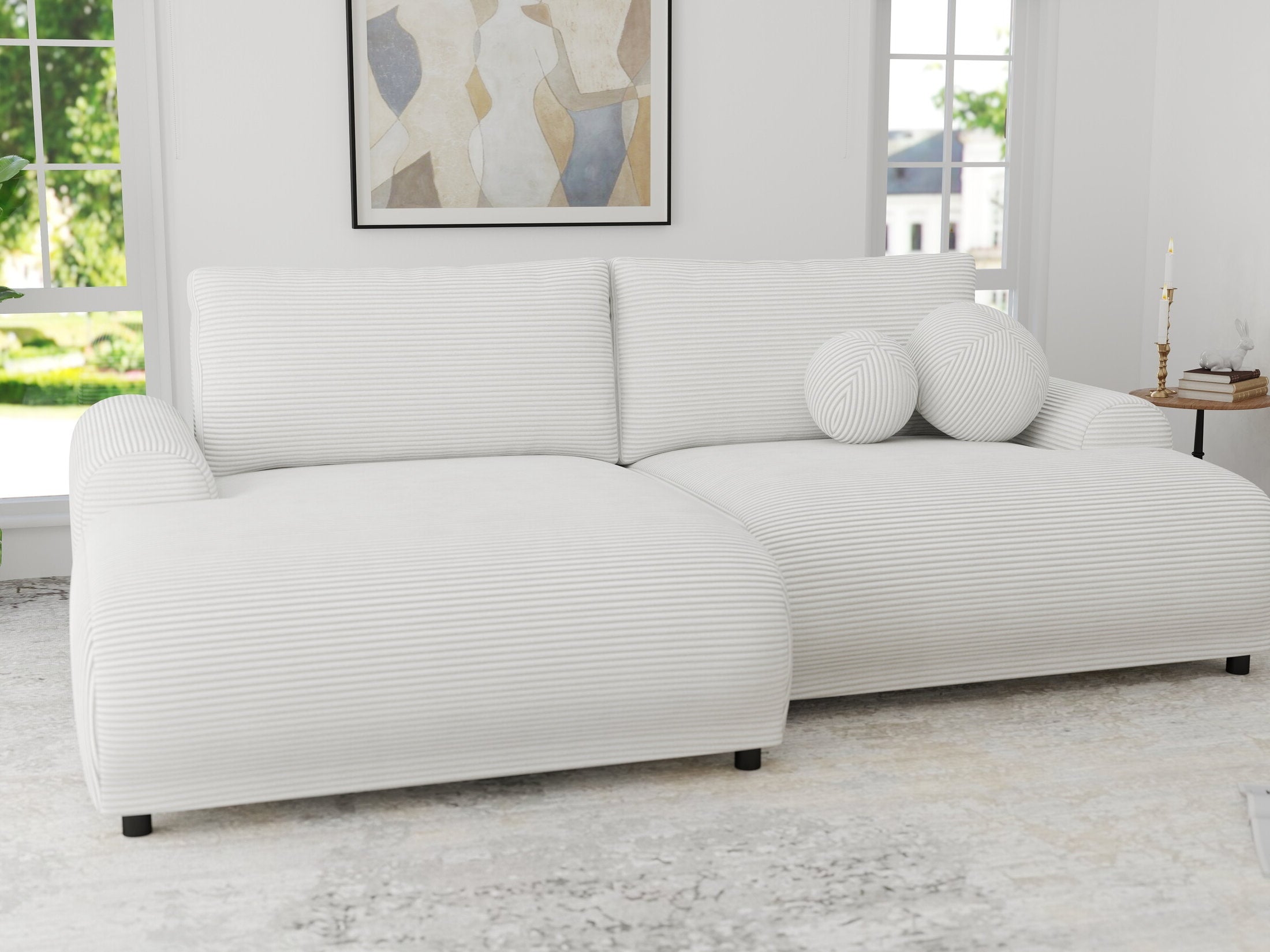 Colțar extensibil dumonde cu ladă de depozitare și șezut confortabil din spumă HR, Carlo Zoom Gri 240x145 cm