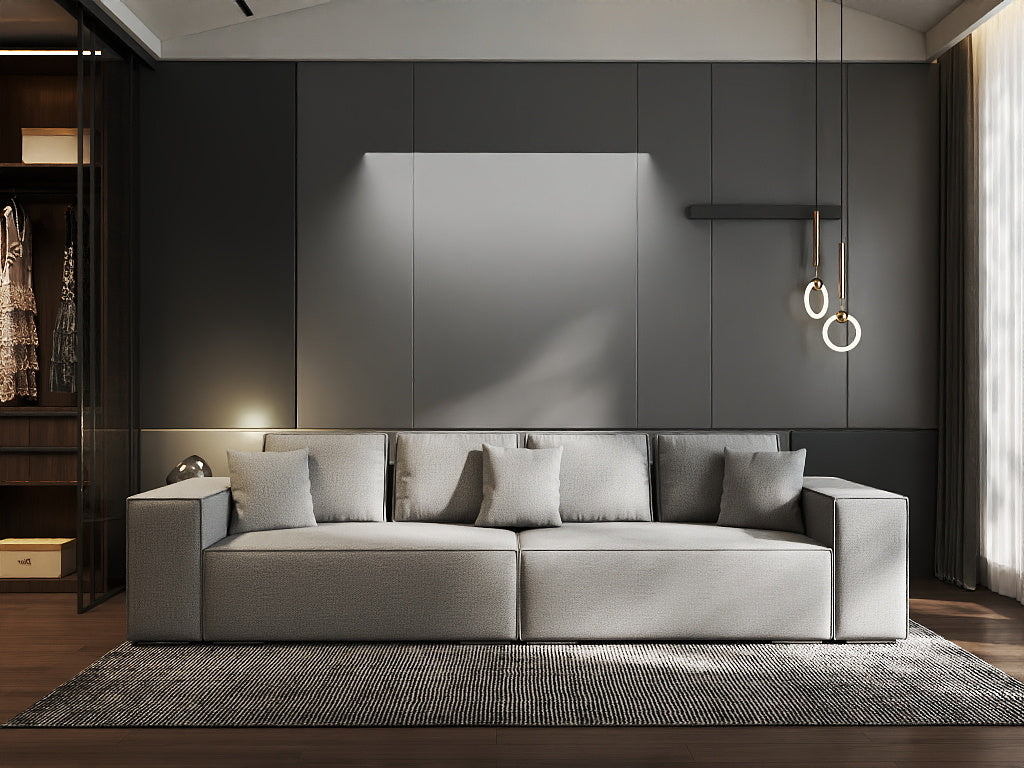 Canapea extensibilă dumonde cu ladă de depozitare si sezut confortabil din spuma HR, Dream Enjoy Gri 310x100 cm Fabrica